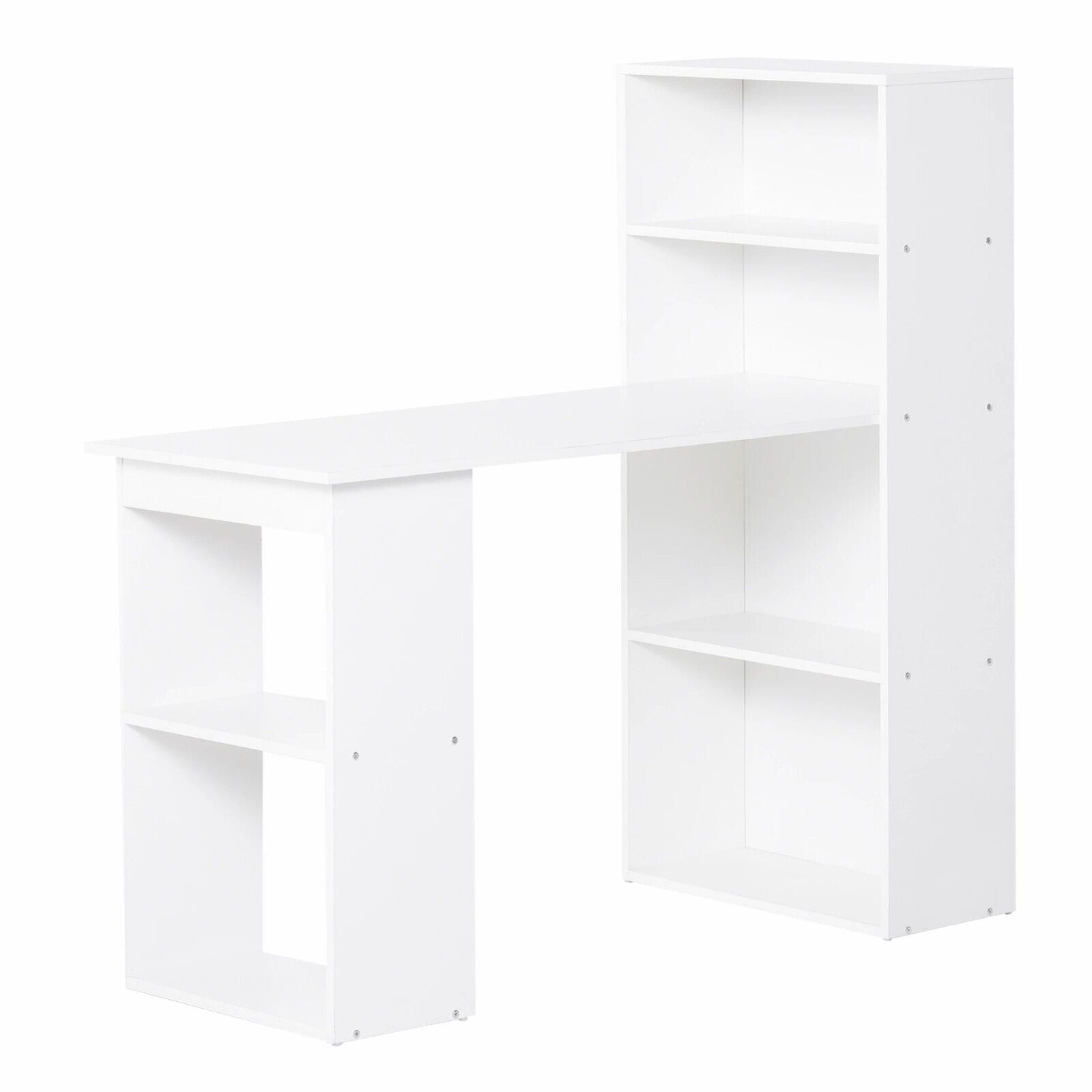 White Computer Desk 120cm Bookshelf Writing Table Study Workstation Side Shelves - Home and Garden Furniture Shop - #rustic - furniture#