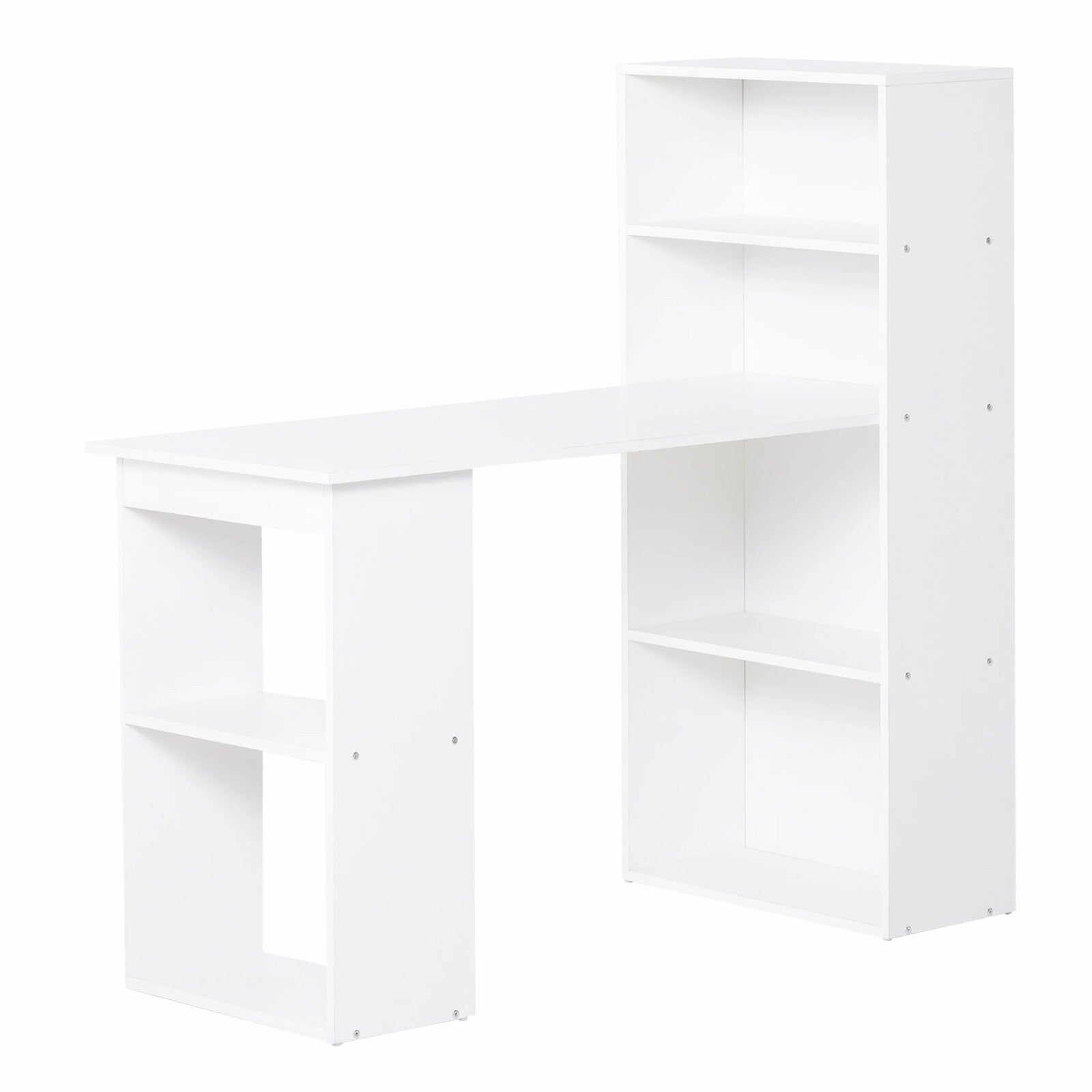 White Computer Desk 120cm Bookshelf Writing Table Study Workstation Side Shelves - Home and Garden Furniture Shop - rustic - furniture