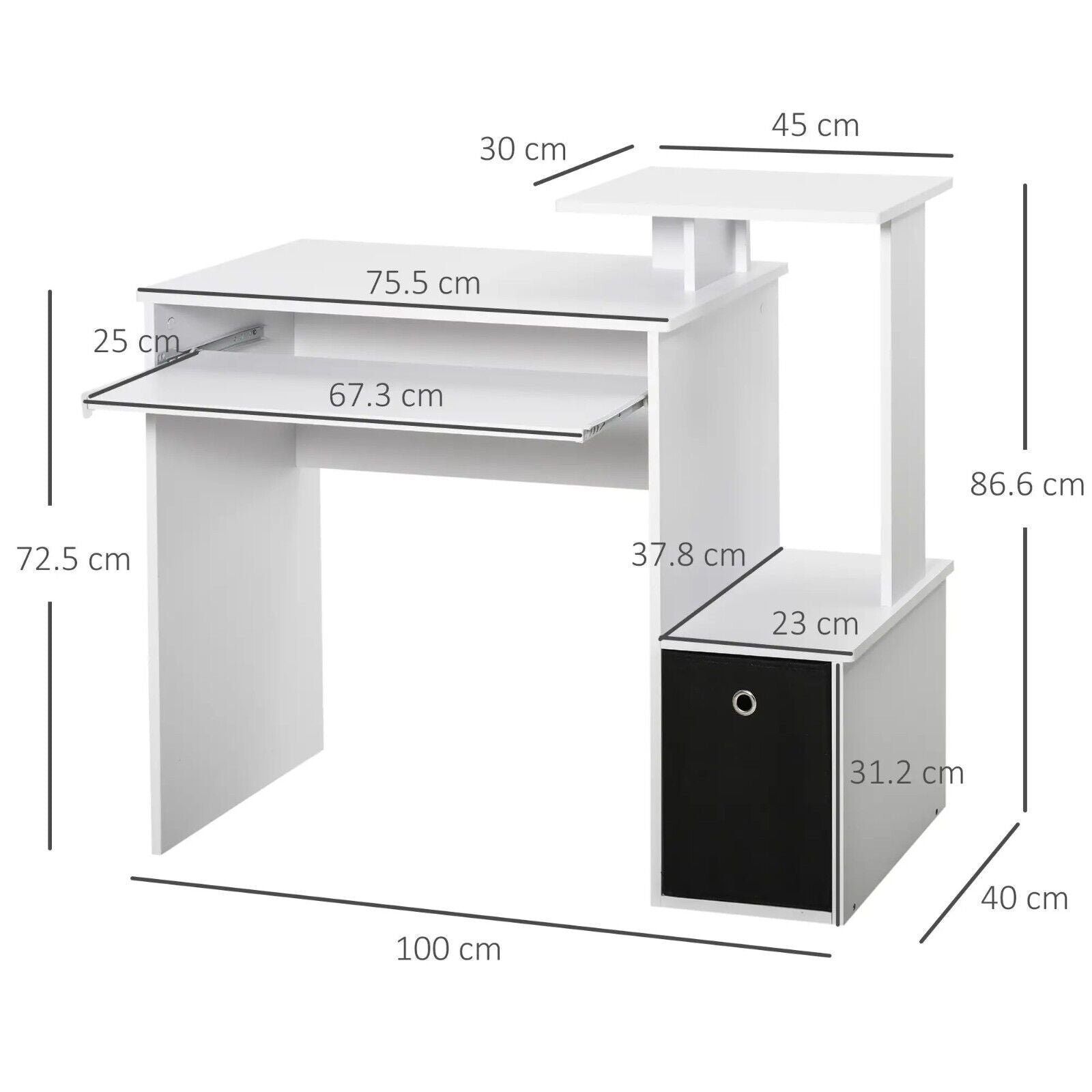 White Computer Desk Shelves Home Office Study Workstation Table PC Laptop Desks - Home and Garden Furniture Shop - #rustic - furniture#