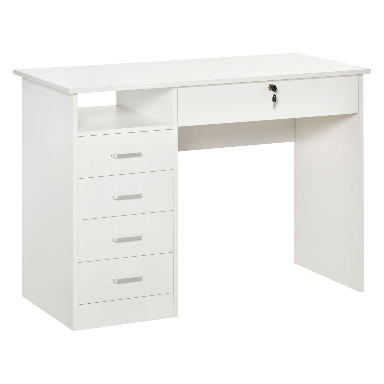 White Computer Desk Side Drawers for Home Office Study Table Writing Workstation - Home and Garden Furniture Shop - #rustic - furniture#