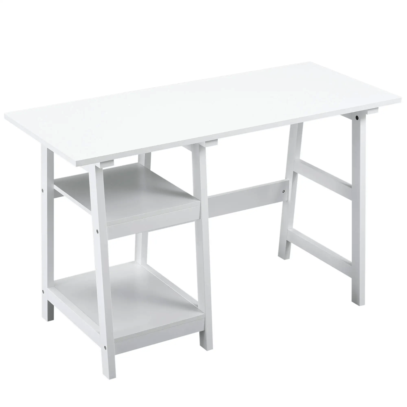White Computer Desk with Shelves for Home Office Writing Table Study Workstation - Home and Garden Furniture Shop - rustic - furniture
