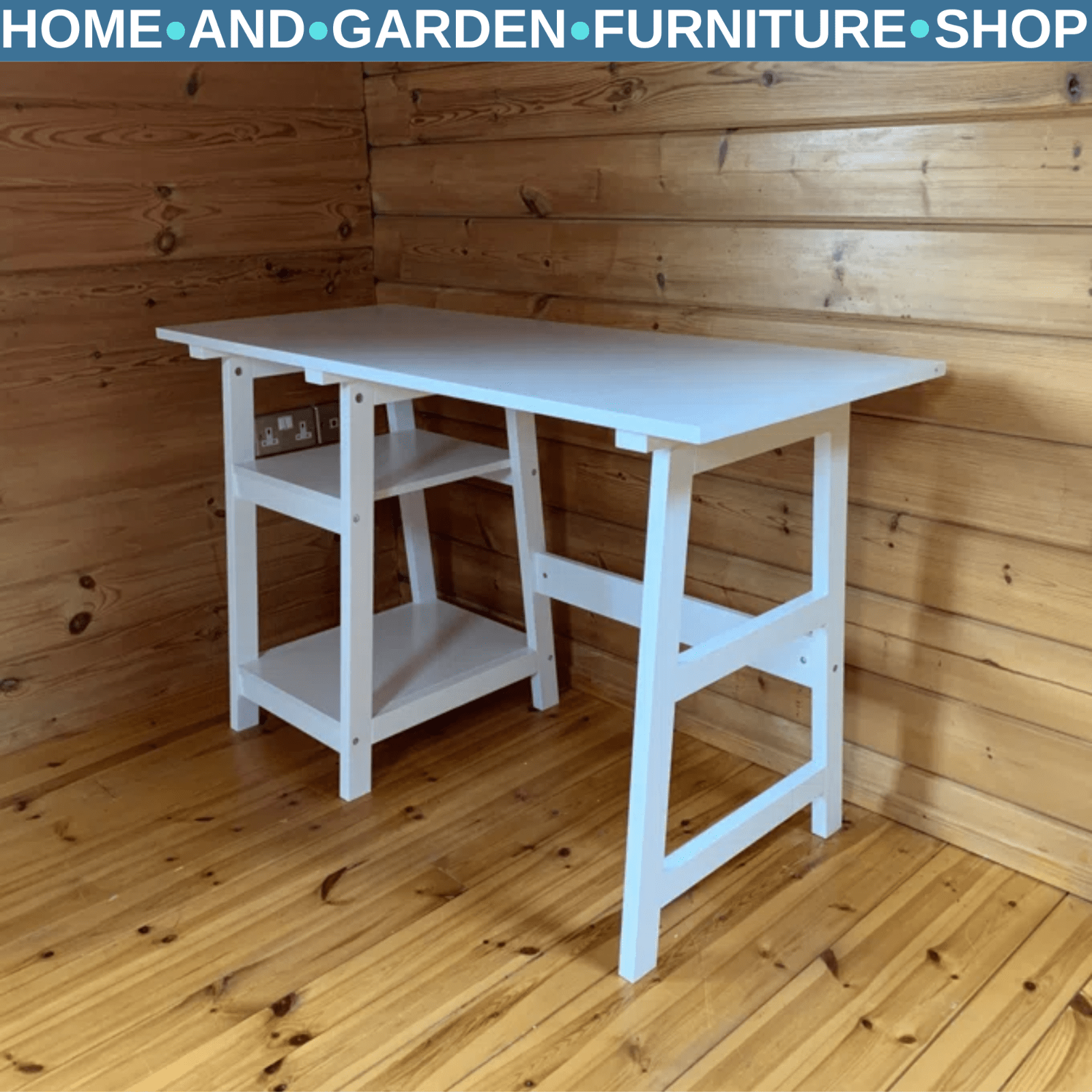 White Computer Desk with Shelves for Home Office Writing Table Study Workstation - Home and Garden Furniture Shop - rustic - furniture