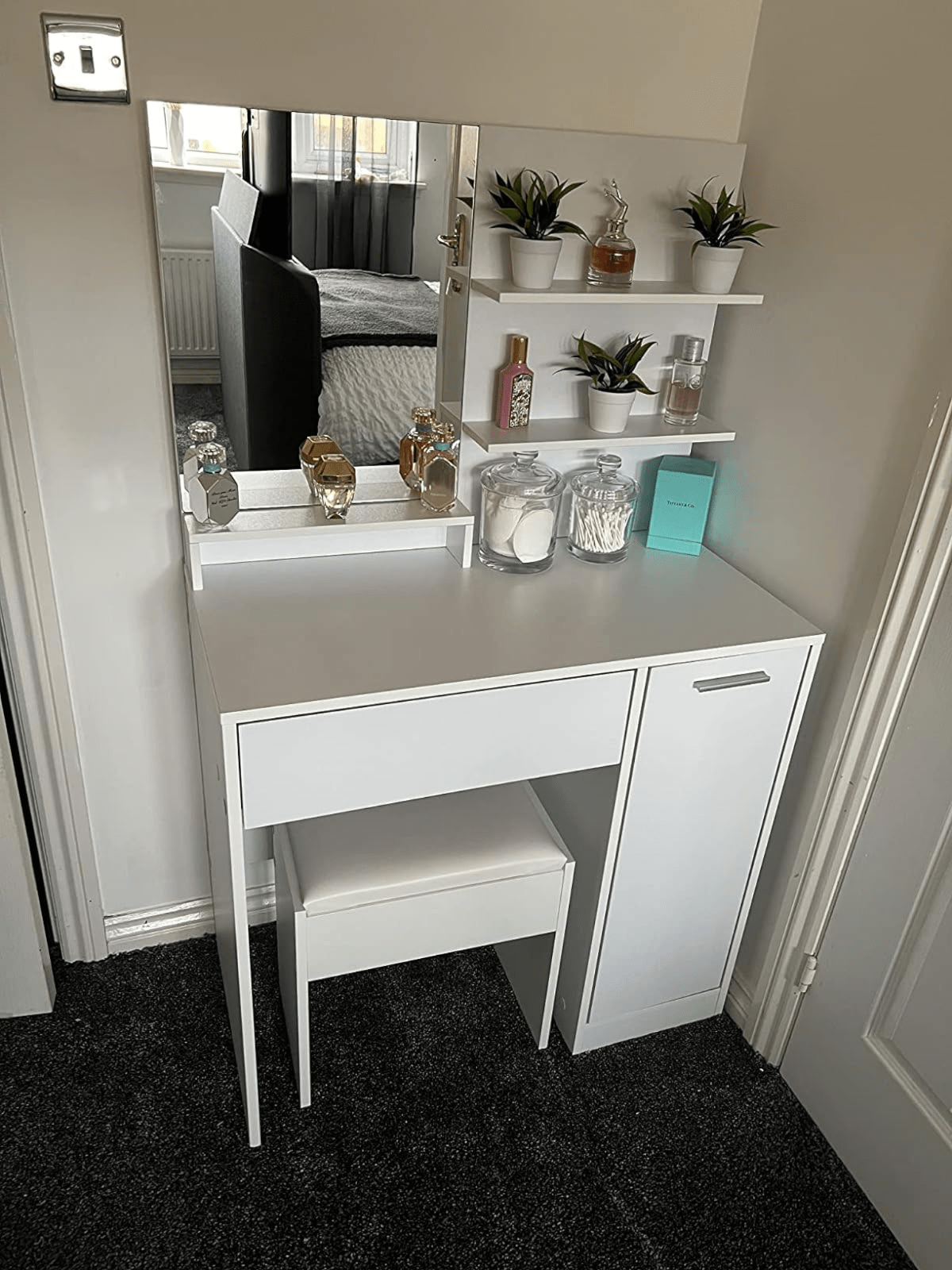 White Dressing Table Makeup Table Vanity Table Mirror Drawers Shelf Dresser Unit - Home and Garden Furniture Shop - rustic - furniture