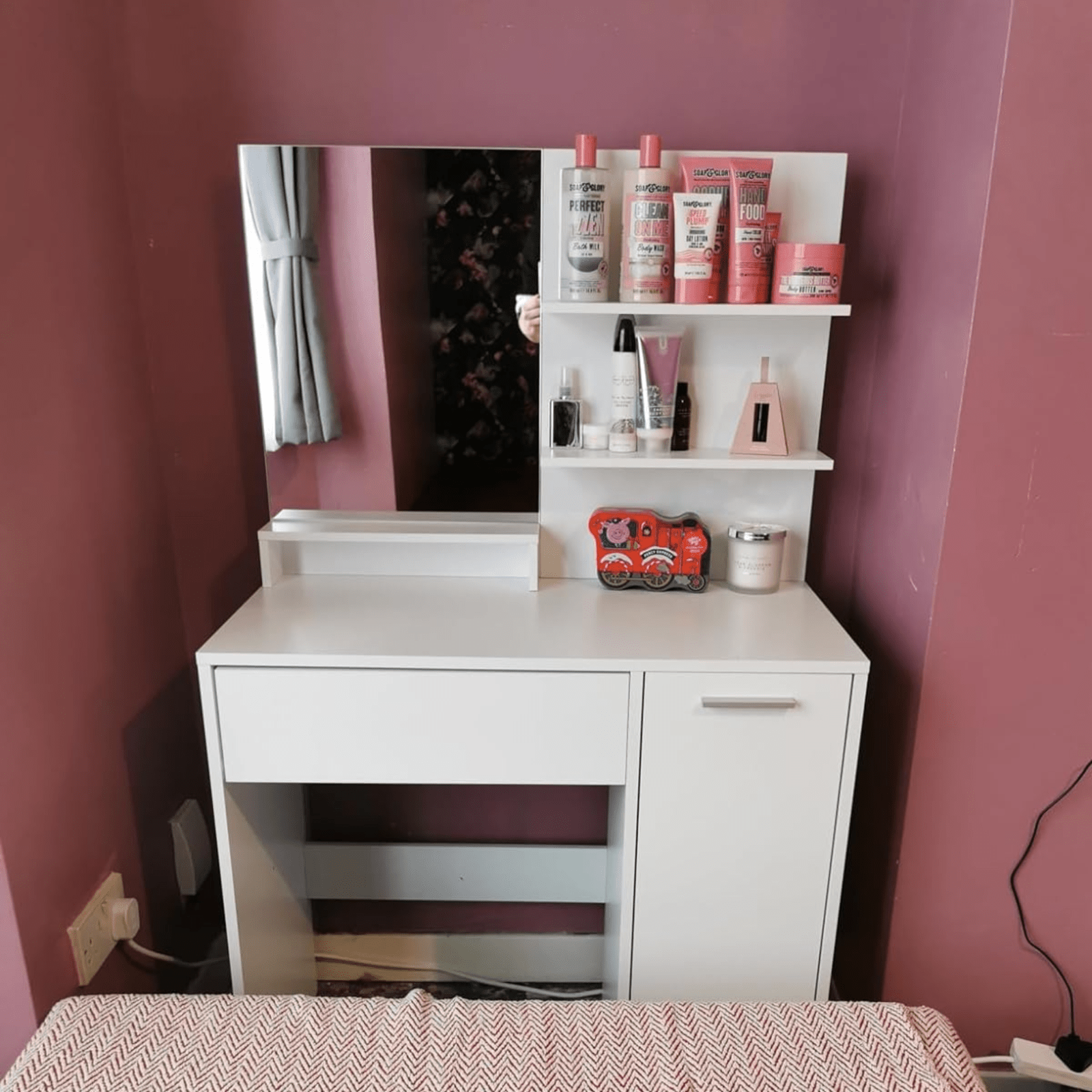 White Dressing Table Makeup Table Vanity Table Mirror Drawers Shelf Dresser Unit - Home and Garden Furniture Shop - rustic - furniture