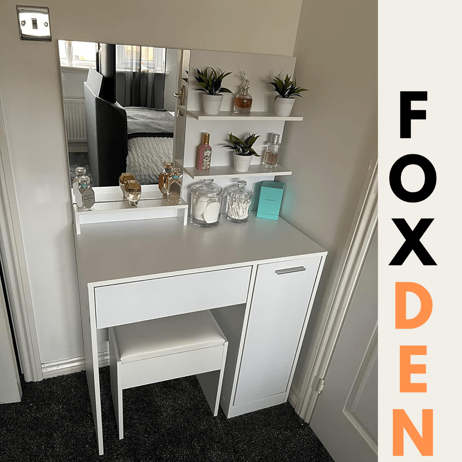 White Dressing Table Makeup Table Vanity Table Mirror Drawers Shelf Dresser Unit - Home and Garden Furniture Shop - rustic - furniture