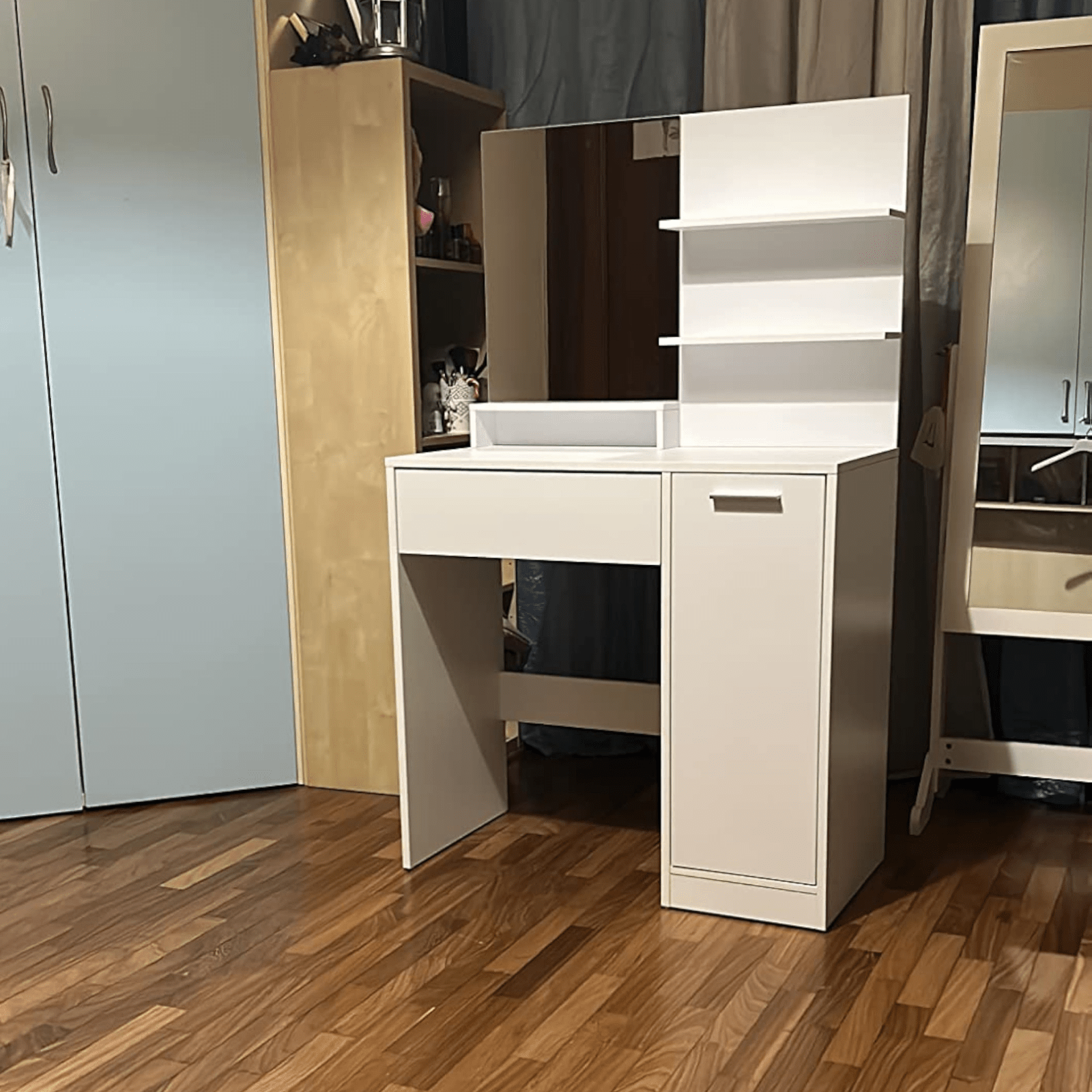 White Dressing Table Makeup Table Vanity Table Mirror Drawers Shelf Dresser Unit - Home and Garden Furniture Shop - rustic - furniture