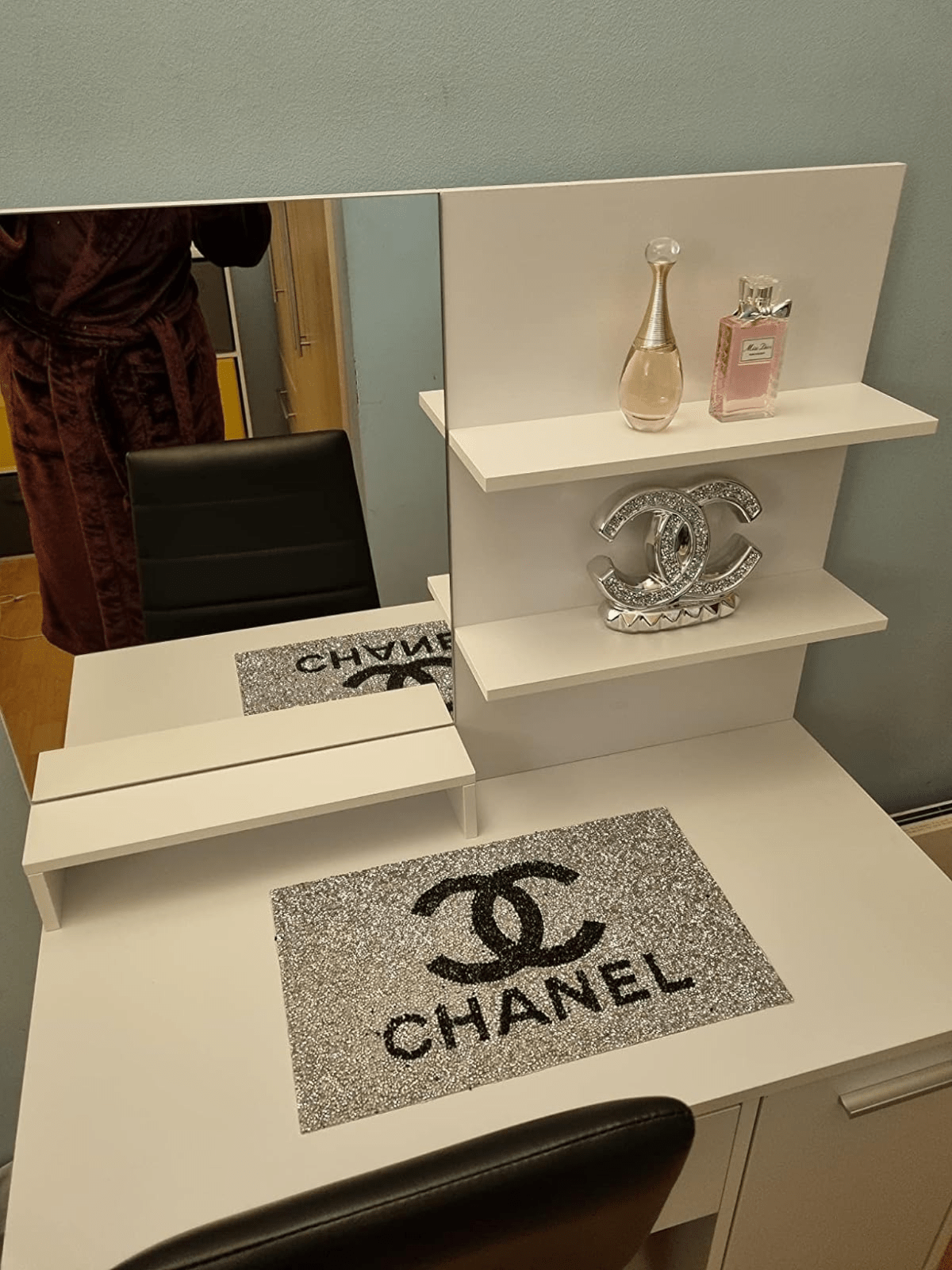 White Dressing Table Makeup Table Vanity Table Mirror Drawers Shelf Dresser Unit - Home and Garden Furniture Shop - rustic - furniture