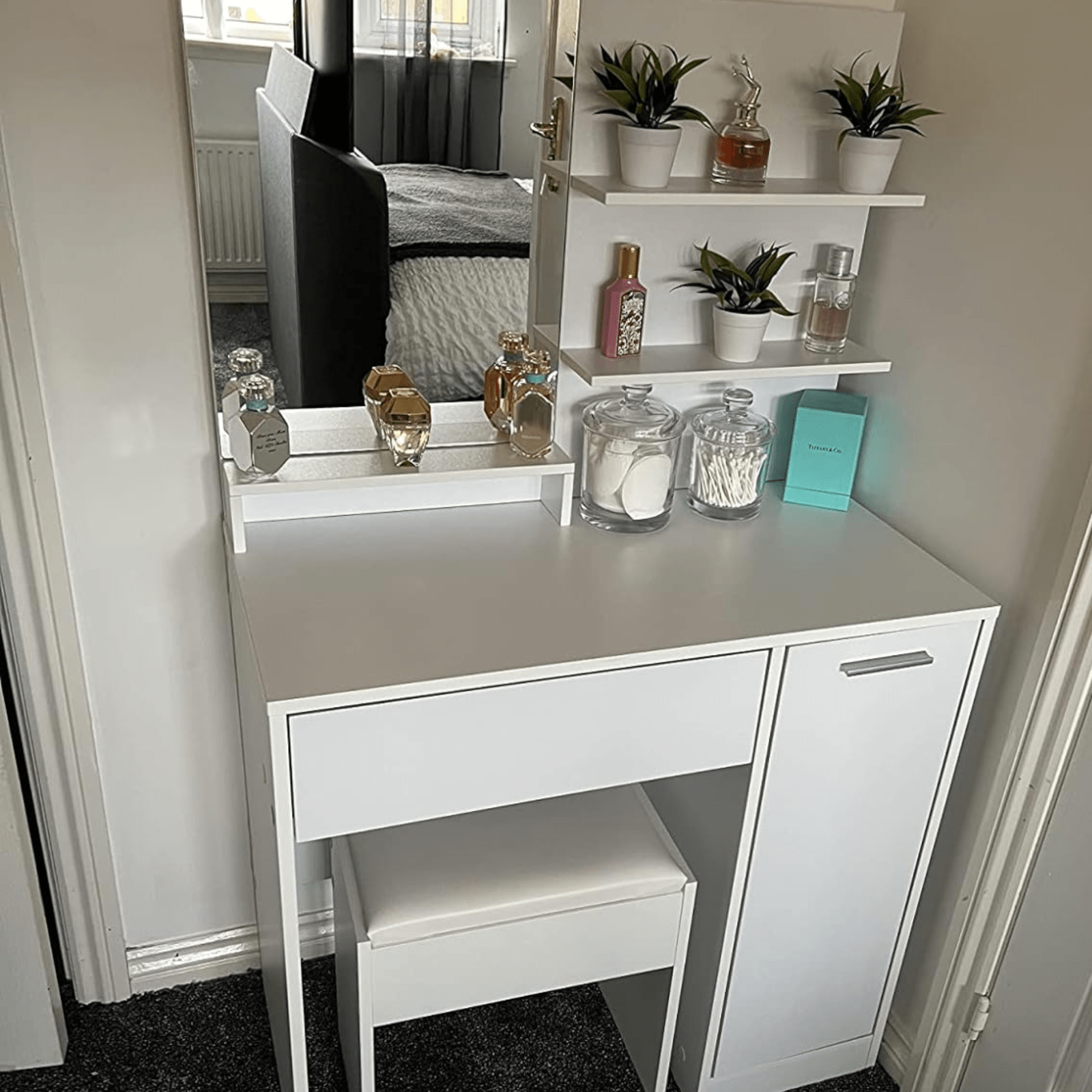 White Dressing Table Makeup Table Vanity Table Mirror Drawers Shelf Dresser Unit - Home and Garden Furniture Shop - #rustic - furniture#