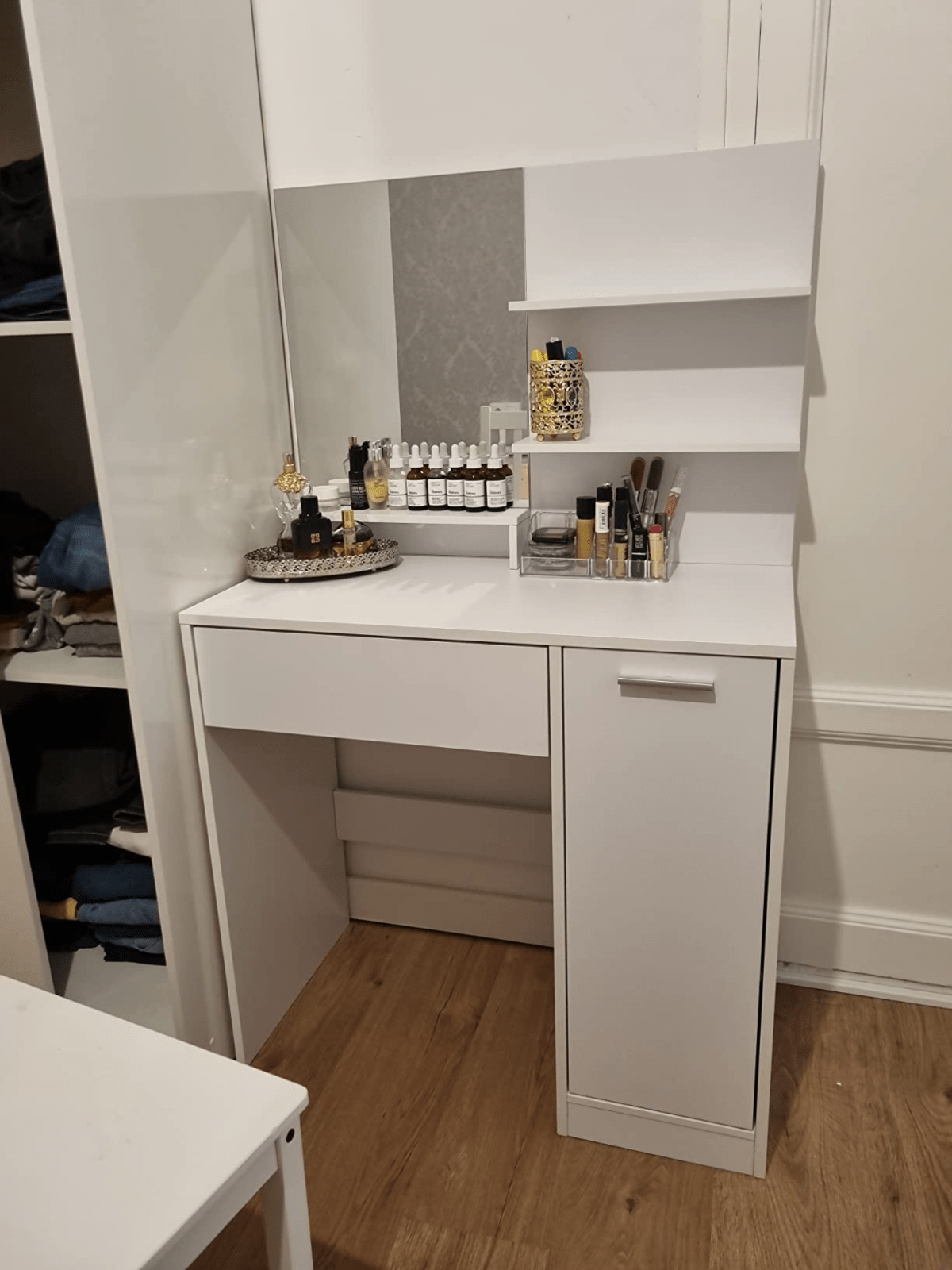 White Dressing Table Makeup Table Vanity Table Mirror Drawers Shelf Dresser Unit - Home and Garden Furniture Shop - rustic - furniture