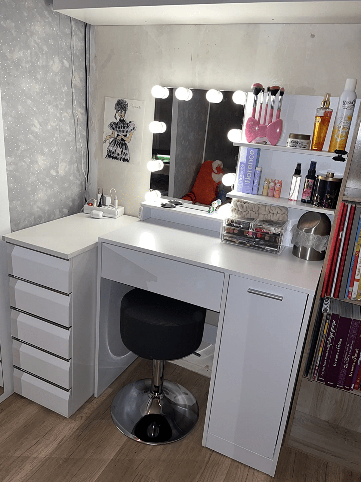 White Dressing Table Makeup Table Vanity Table Mirror Drawers Shelf Dresser Unit - Home and Garden Furniture Shop - rustic - furniture