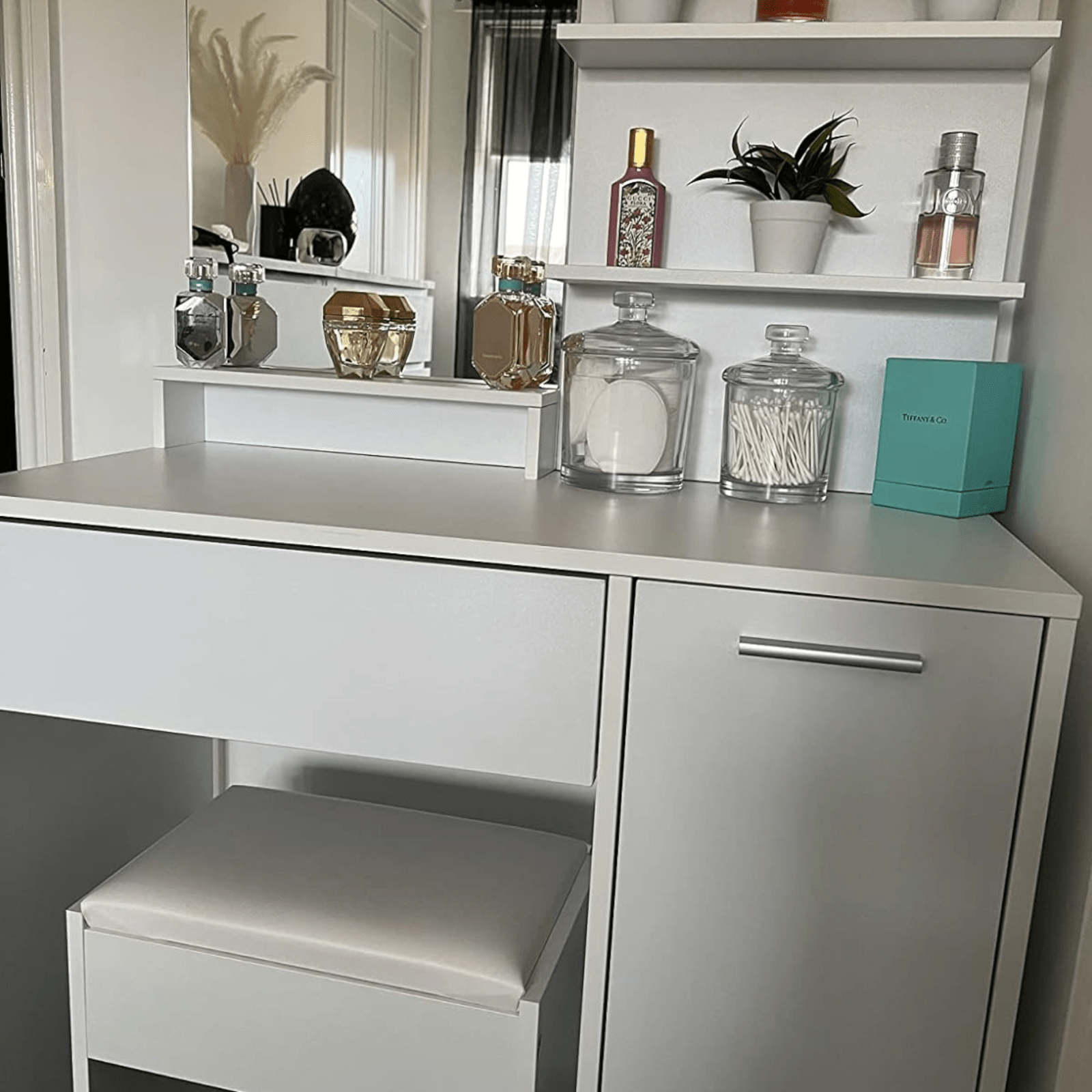 White Dressing Table Makeup Table Vanity Table Mirror Drawers Shelf Dresser Unit - Home and Garden Furniture Shop - rustic - furniture