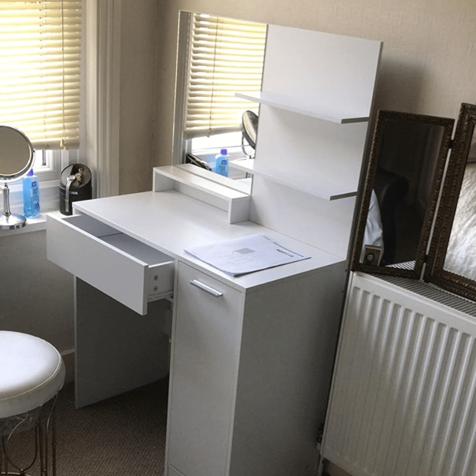 White Dressing Table Makeup Table Vanity Table Mirror Drawers Shelf Dresser Unit - Home and Garden Furniture Shop - rustic - furniture