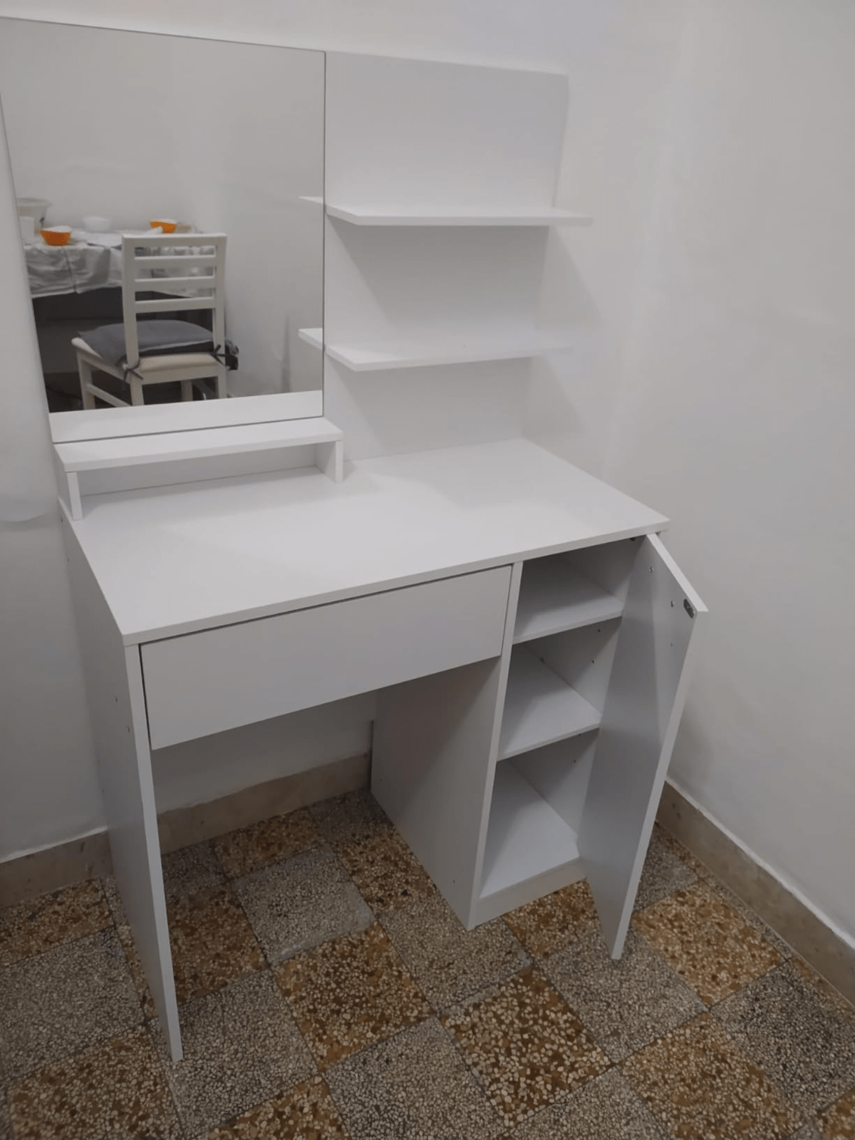 White Dressing Table Makeup Table Vanity Table Mirror Drawers Shelf Dresser Unit - Home and Garden Furniture Shop - rustic - furniture