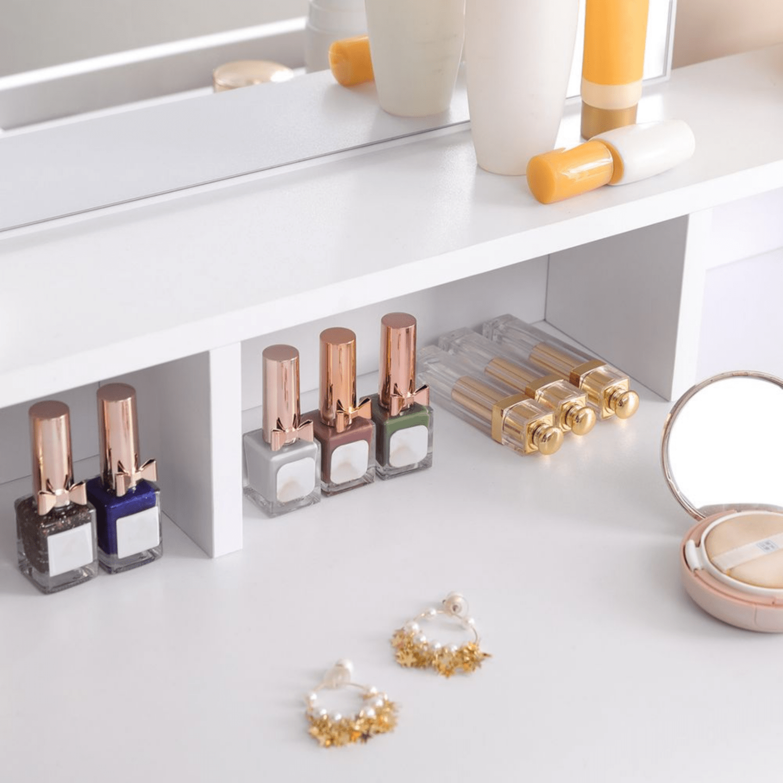 White Dressing Table with Large Mirror Vanity Table with 2 Drawers Make Up Desk - Home and Garden Furniture Shop - rustic - furniture