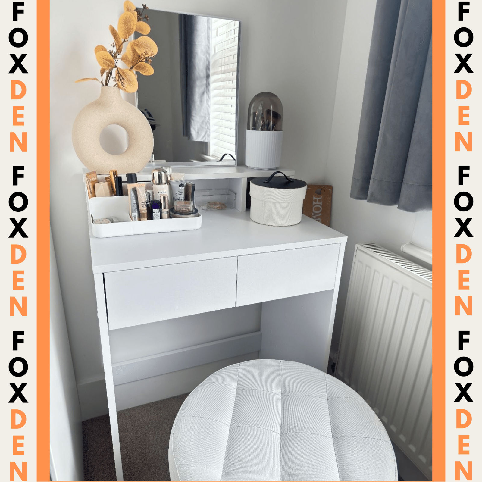 White Dressing Table with Large Mirror Vanity Table with 2 Drawers Make Up Desk - Home and Garden Furniture Shop - #rustic - furniture#