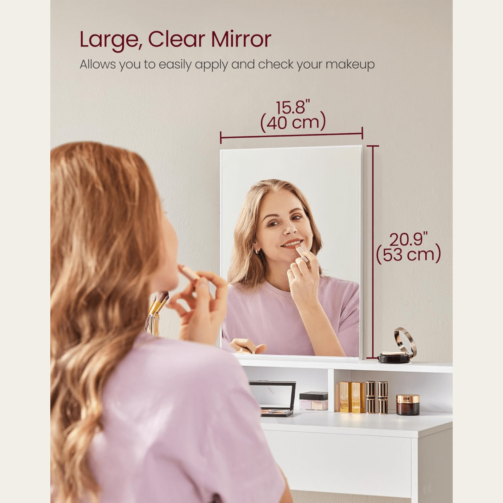 White Dressing Table with Large Mirror Vanity Table with 2 Drawers Make Up Desk - Home and Garden Furniture Shop - rustic - furniture