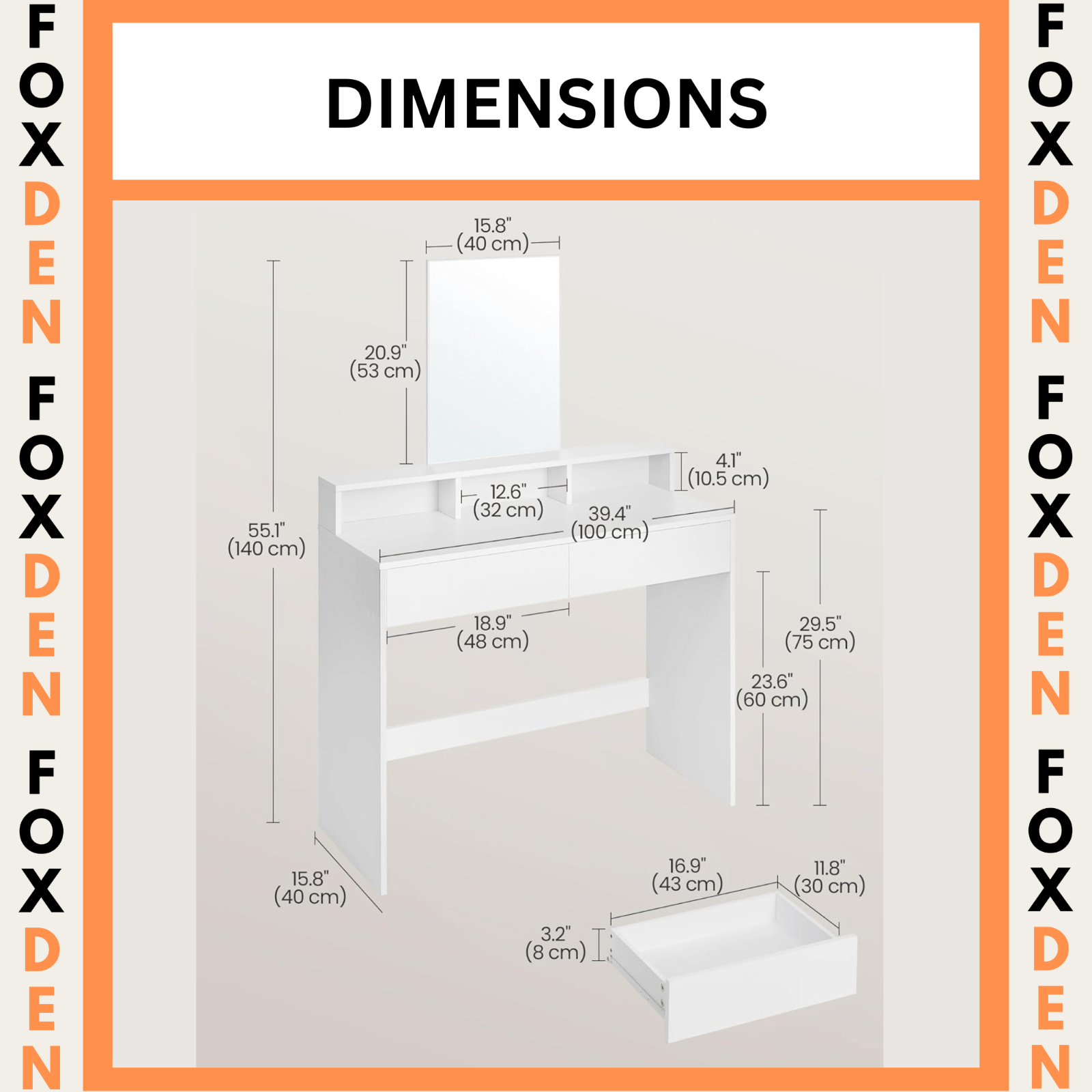 White Dressing Table with Large Mirror Vanity Table with 2 Drawers Make Up Desk - Home and Garden Furniture Shop - rustic - furniture