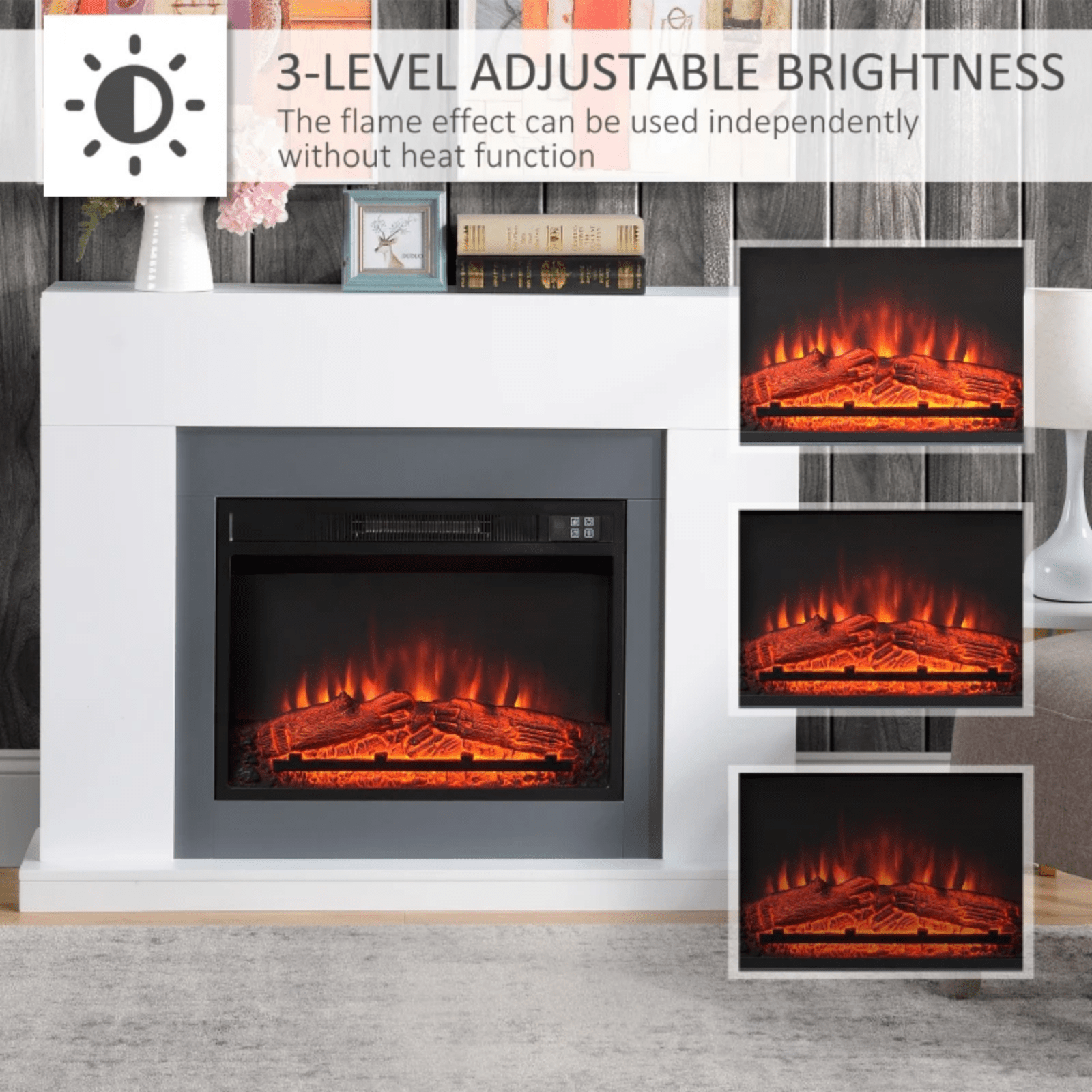 White Electric Fireplace Heater Mantelpiece Surround LED Flames Remote Control - Home and Garden Furniture Shop - #rustic - furniture#