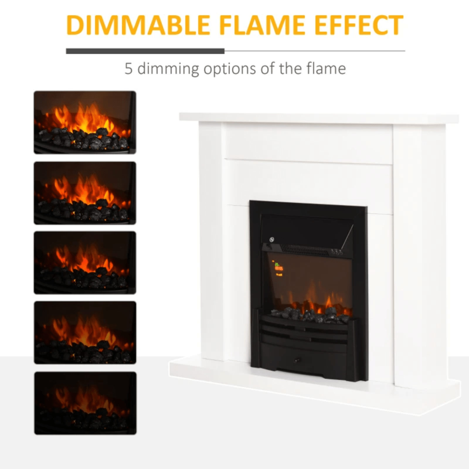 White Electric Fireplace Heater Mantelpiece Surround Set LED Flames Remote Timer - Home and Garden Furniture Shop - rustic - furniture