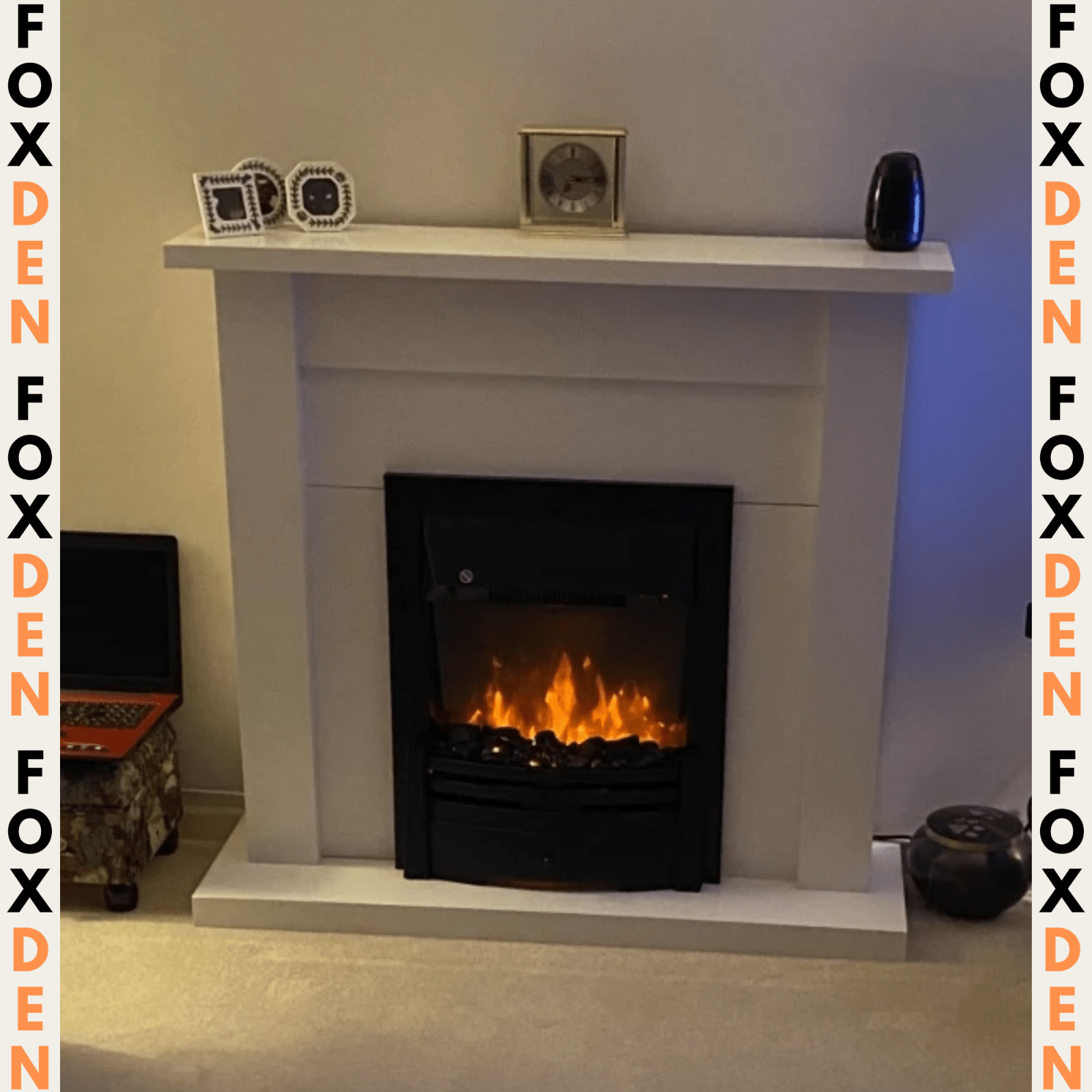 White Electric Fireplace Heater Mantelpiece Surround Set LED Flames Remote Timer - Home and Garden Furniture Shop - rustic - furniture