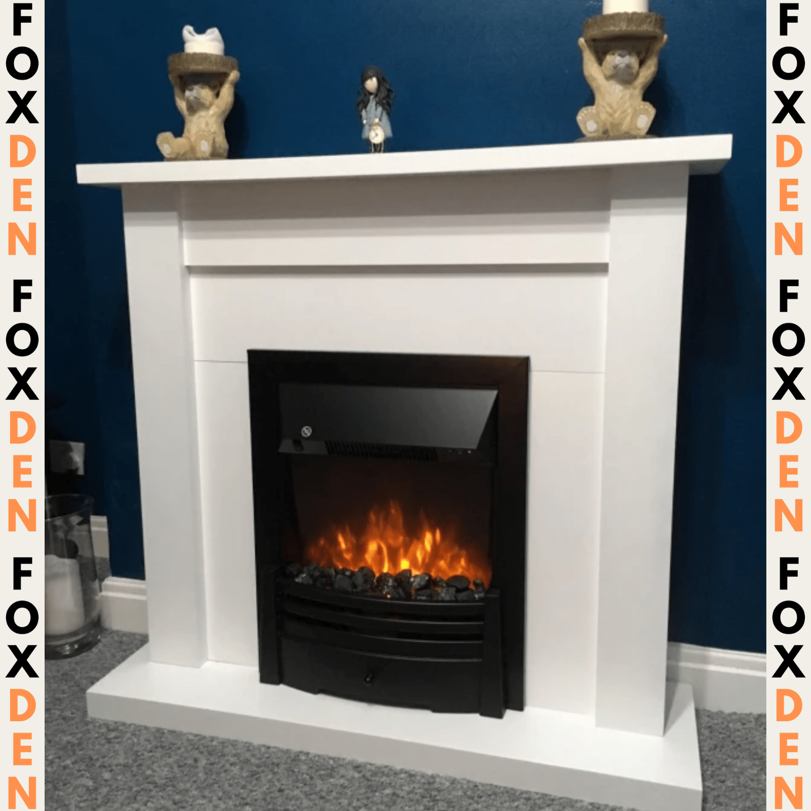 White Electric Fireplace Heater Mantelpiece Surround Set LED Flames Remote Timer - Home and Garden Furniture Shop - rustic - furniture