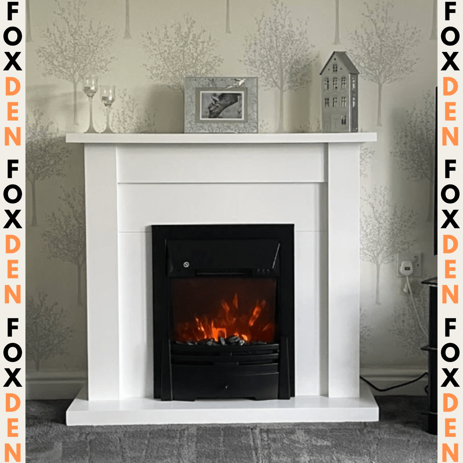 White Electric Fireplace Heater Mantelpiece Surround Set LED Flames Remote Timer - Home and Garden Furniture Shop - rustic - furniture