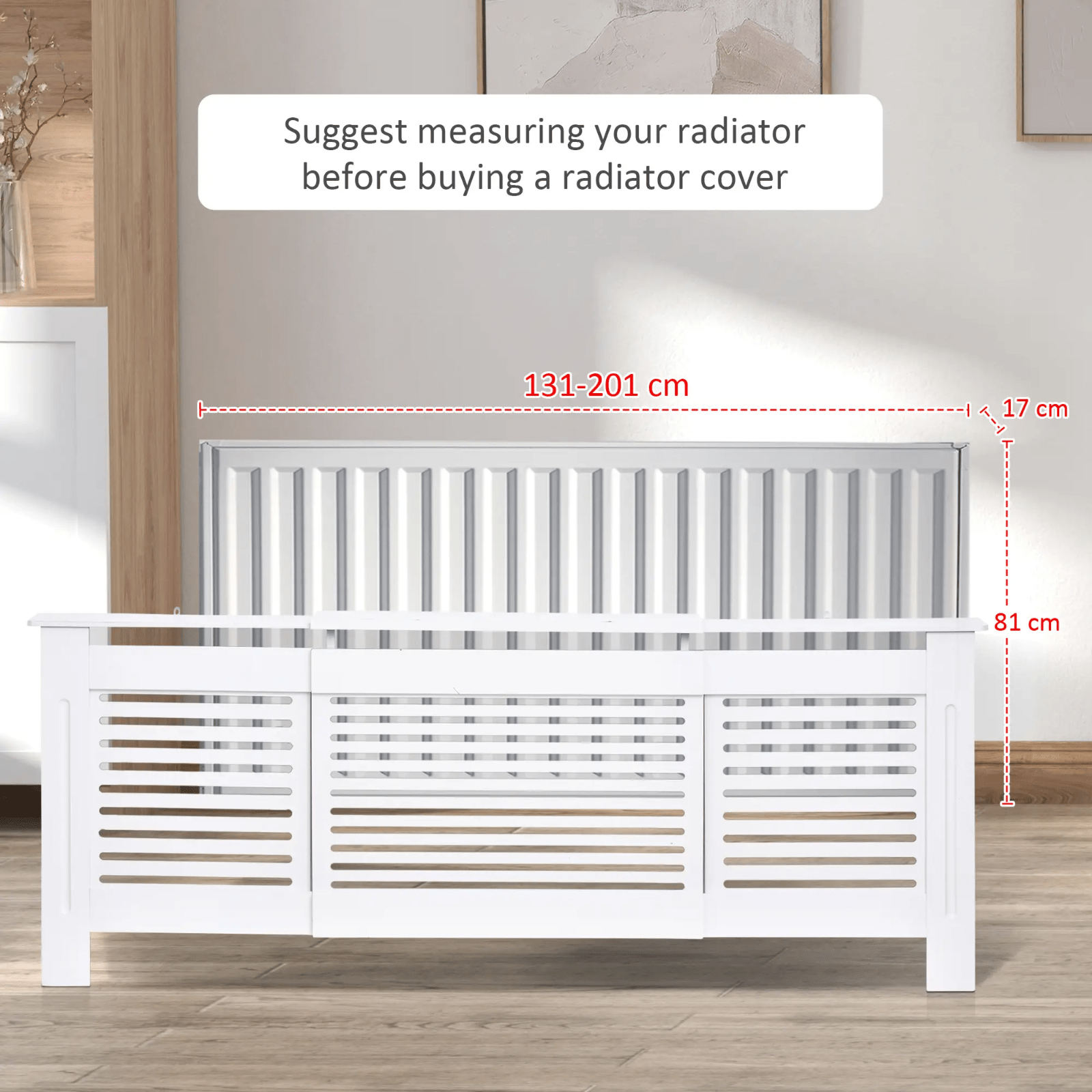 White Extendable Radiator Cover Cabinet Shelving Slatted Design MDF Living Room - Home and Garden Furniture Shop - #rustic - furniture#