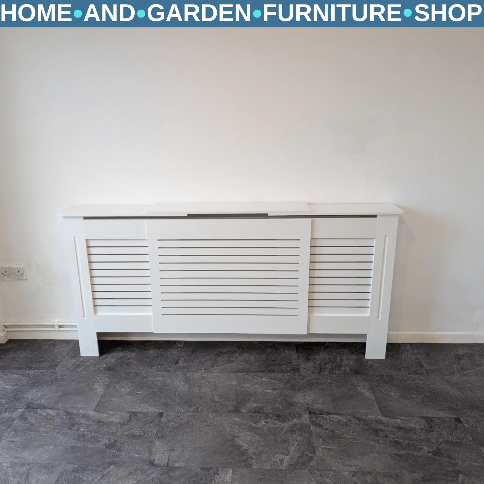 White Extendable Radiator Cover Cabinet Shelving Slatted Design MDF Living Room - Home and Garden Furniture Shop - #rustic - furniture#