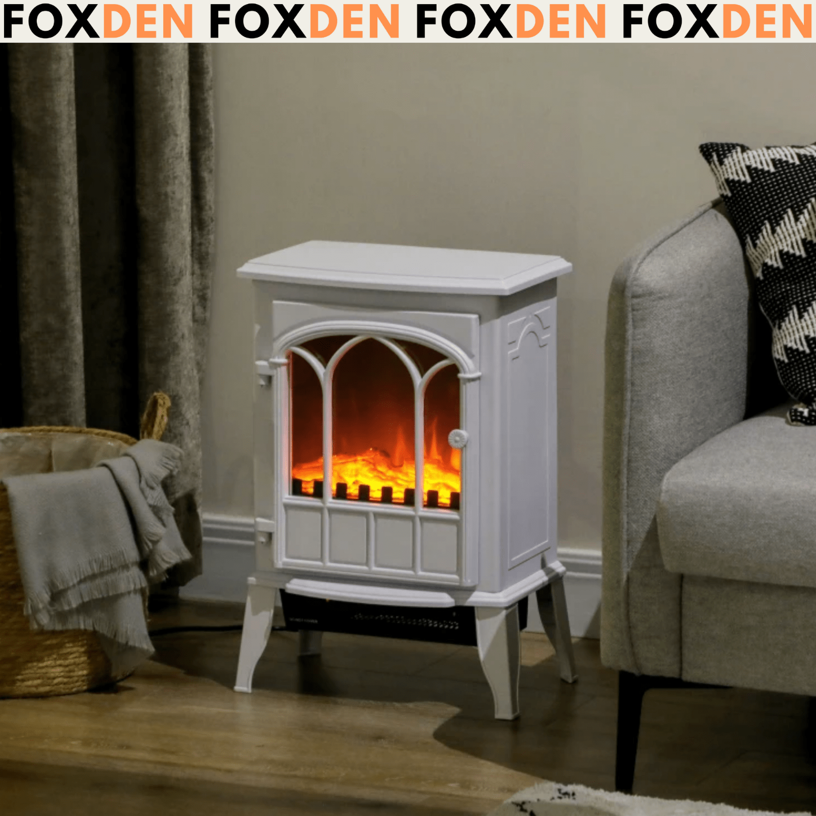 White Freestanding Electric Stove Heater Glass Door LED Flame Effect Fireplace - Home and Garden Furniture Shop - #rustic - furniture#