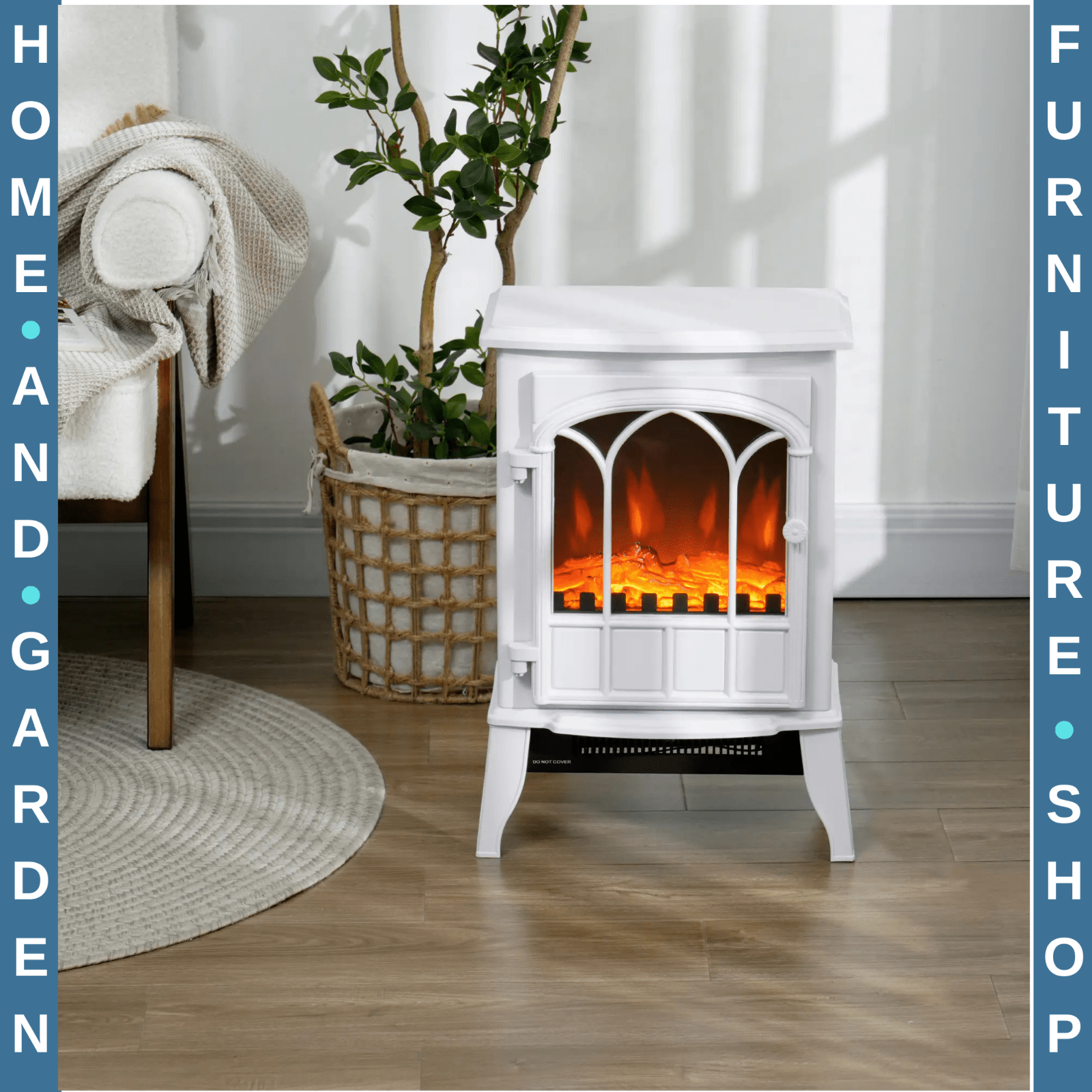 White Freestanding Electric Stove Heater Glass Door LED Flame Effect Fireplace - Home and Garden Furniture Shop - rustic - furniture