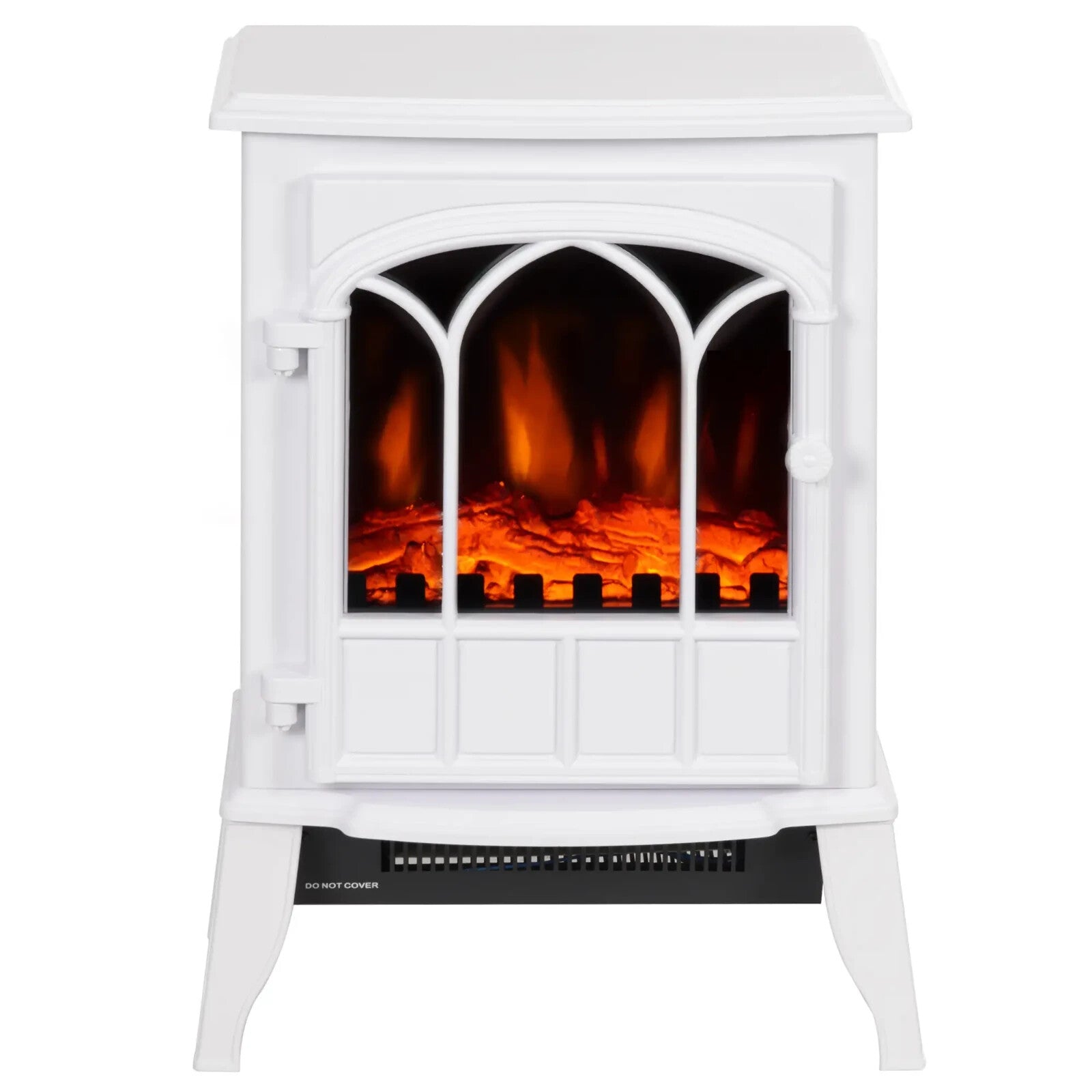 White Freestanding Electric Stove Heater Glass Door LED Flame Effect Fireplace - Home and Garden Furniture Shop - rustic - furniture