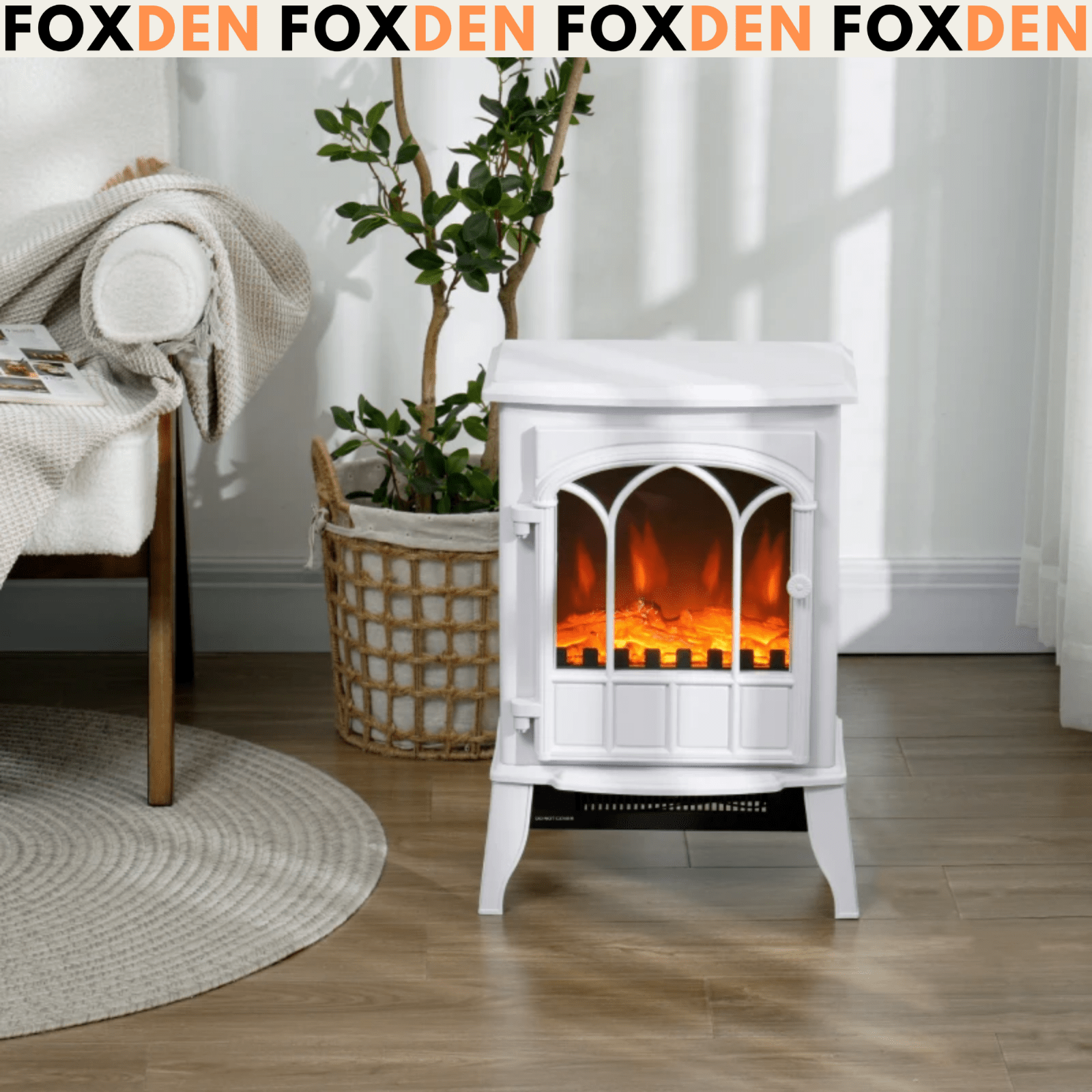 White Freestanding Electric Stove Heater Glass Door LED Flame Effect Fireplace - Home and Garden Furniture Shop - #rustic - furniture#