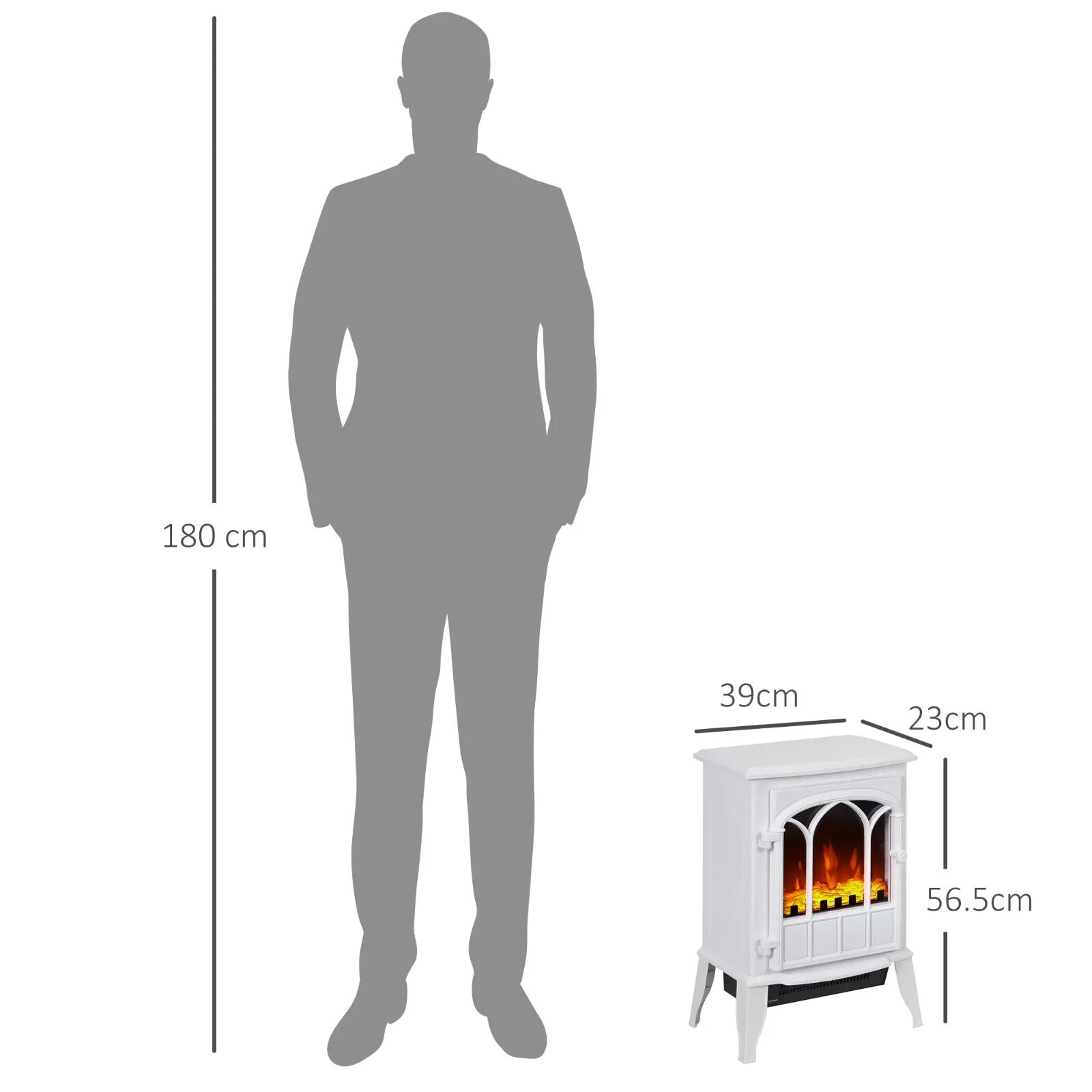 White Freestanding Electric Stove Heater Glass Door LED Flame Effect Fireplace - Home and Garden Furniture Shop - rustic - furniture