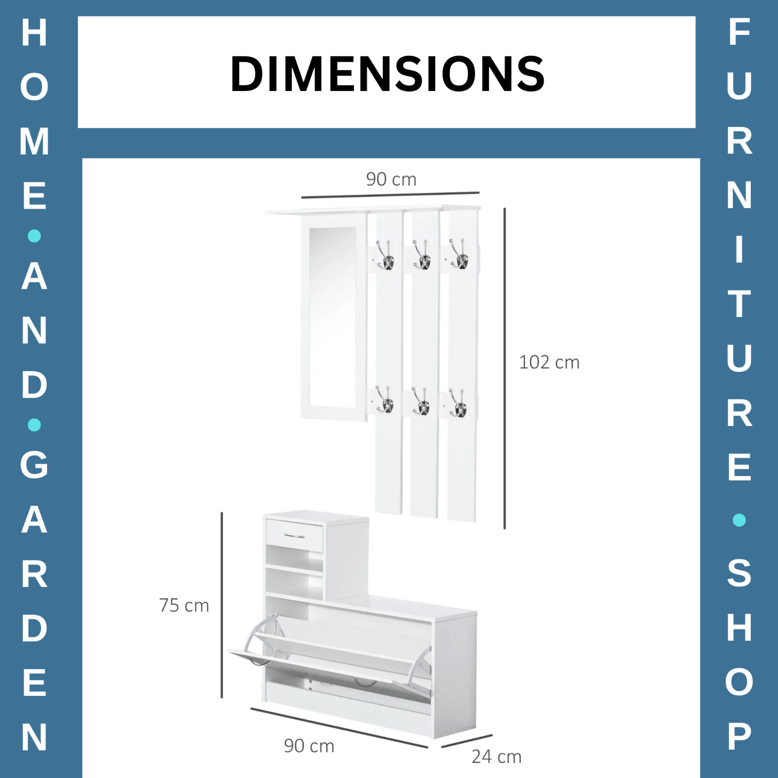 White Hallway Shoe Storage Unit Coat Rack Stand Bench Shelf Cabinet Mirror Hooks - Home and Garden Furniture Shop - rustic - furniture