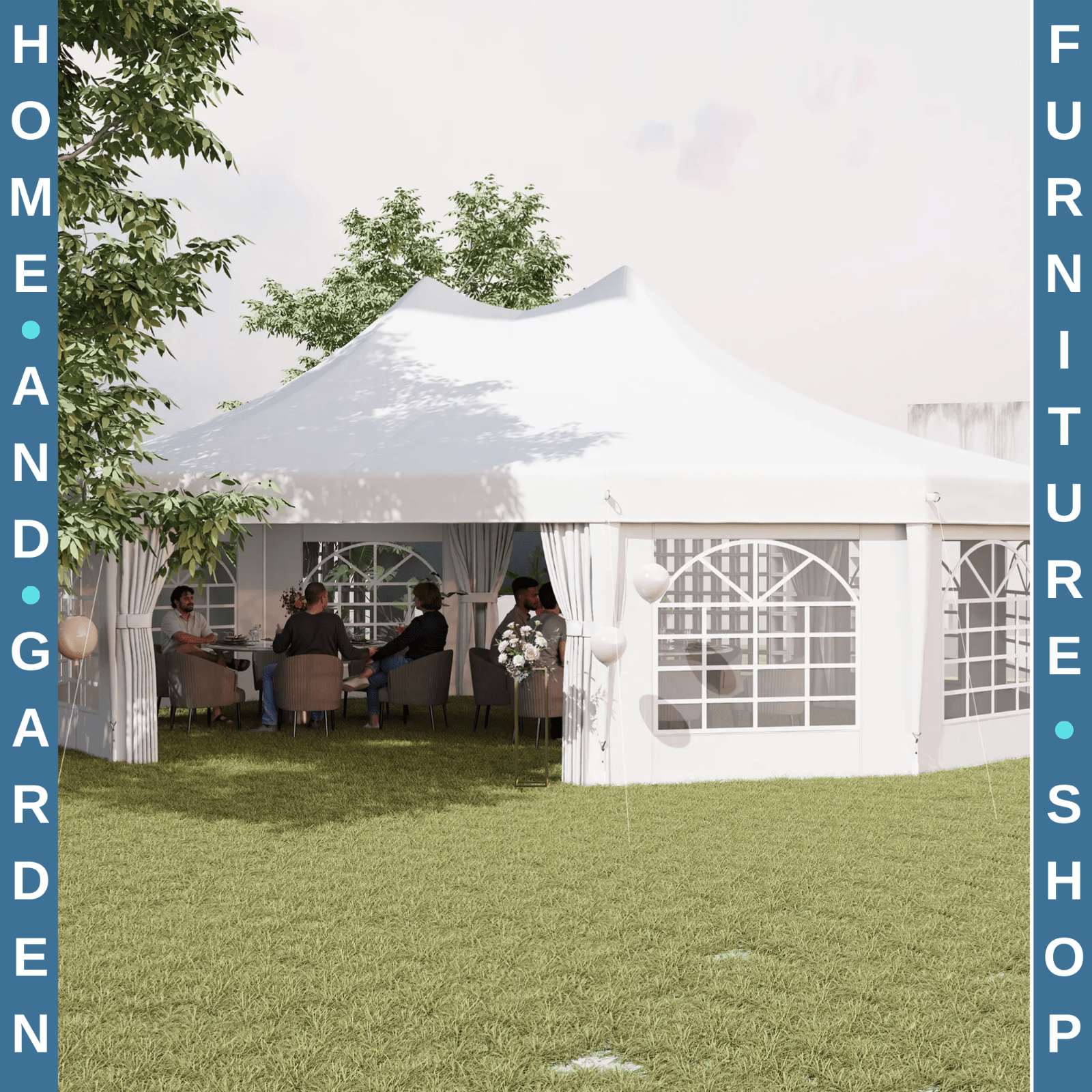 White Heavy Duty Marquee Tent Gazebo 10 Sides Outdoor Party Wedding Event Cover - Home and Garden Furniture Shop - rustic - furniture