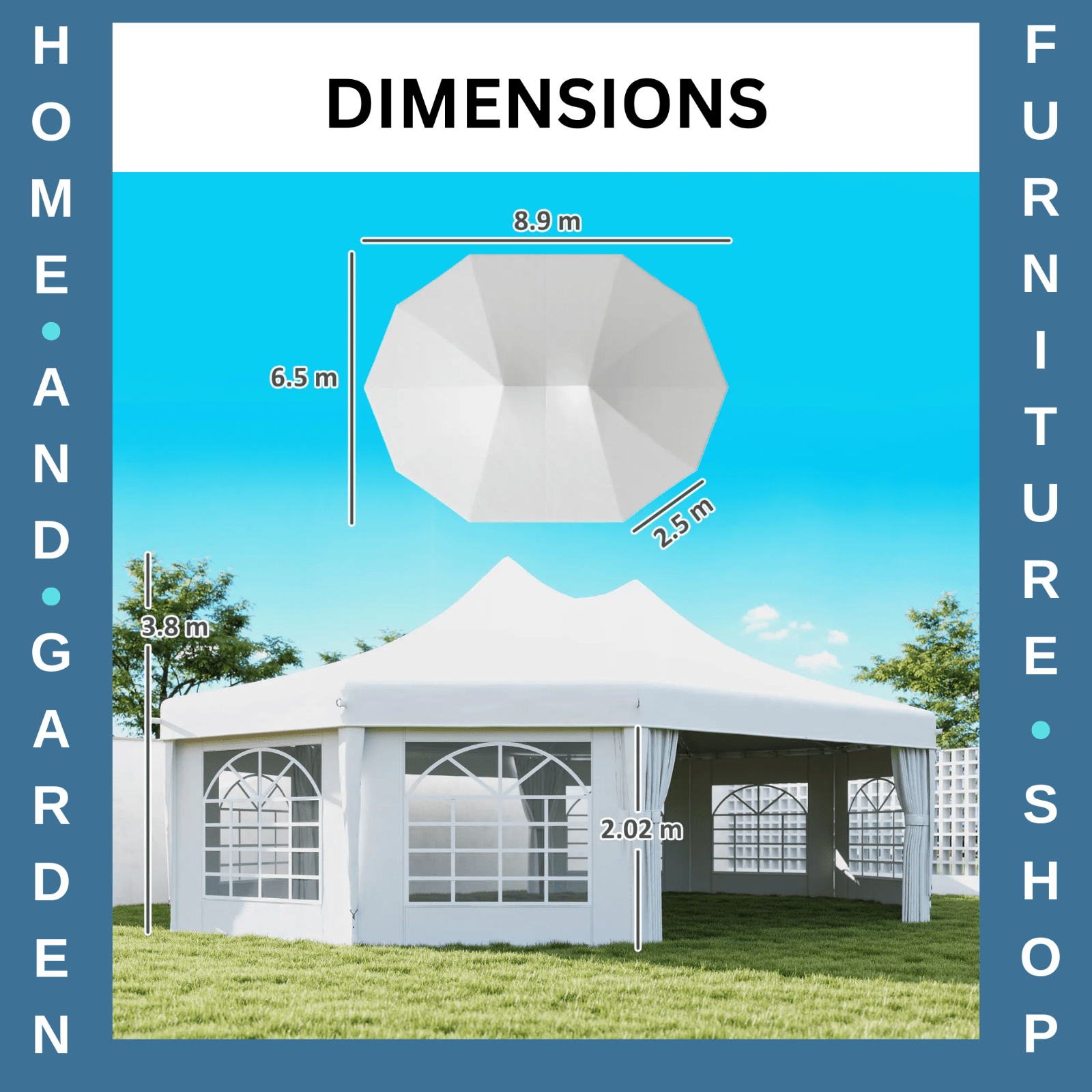 White Heavy Duty Marquee Tent Gazebo 10 Sides Outdoor Party Wedding Event Cover - Home and Garden Furniture Shop - rustic - furniture