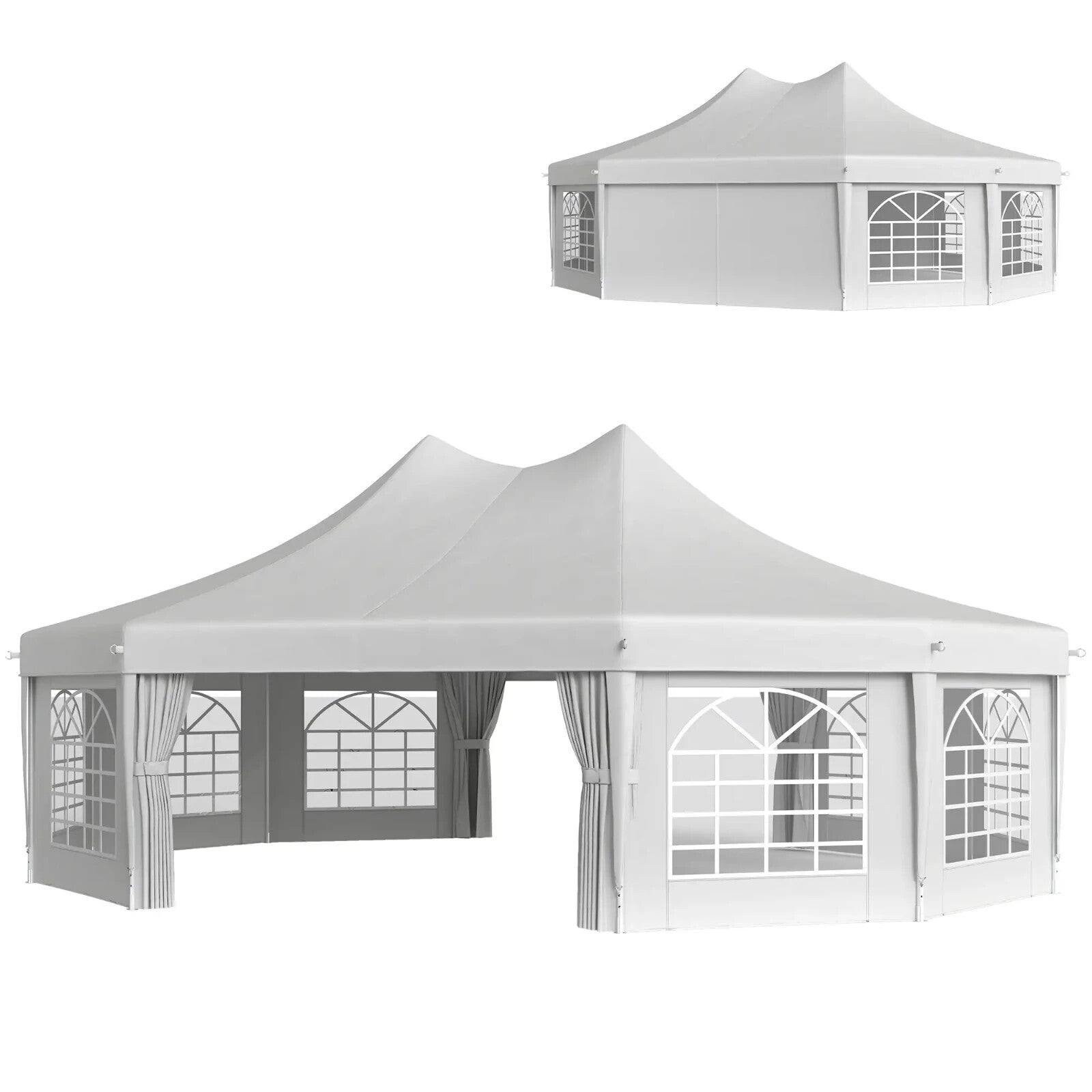 White Heavy Duty Marquee Tent Gazebo 10 Sides Outdoor Party Wedding Event Cover - Home and Garden Furniture Shop - rustic - furniture