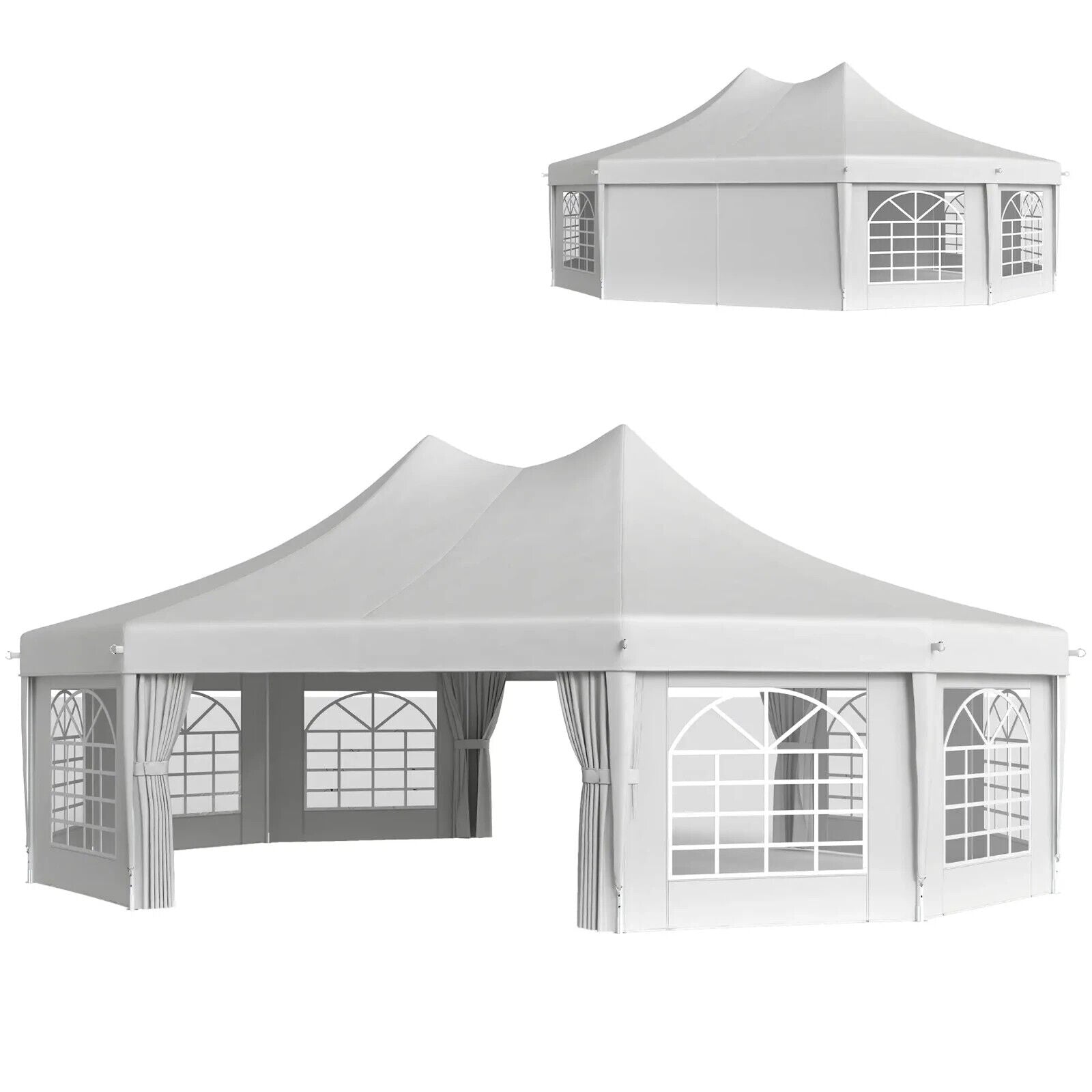 White Heavy Duty Marquee Tent Gazebo 10 Sides Outdoor Party Wedding Event Cover - Home and Garden Furniture Shop - #rustic - furniture#