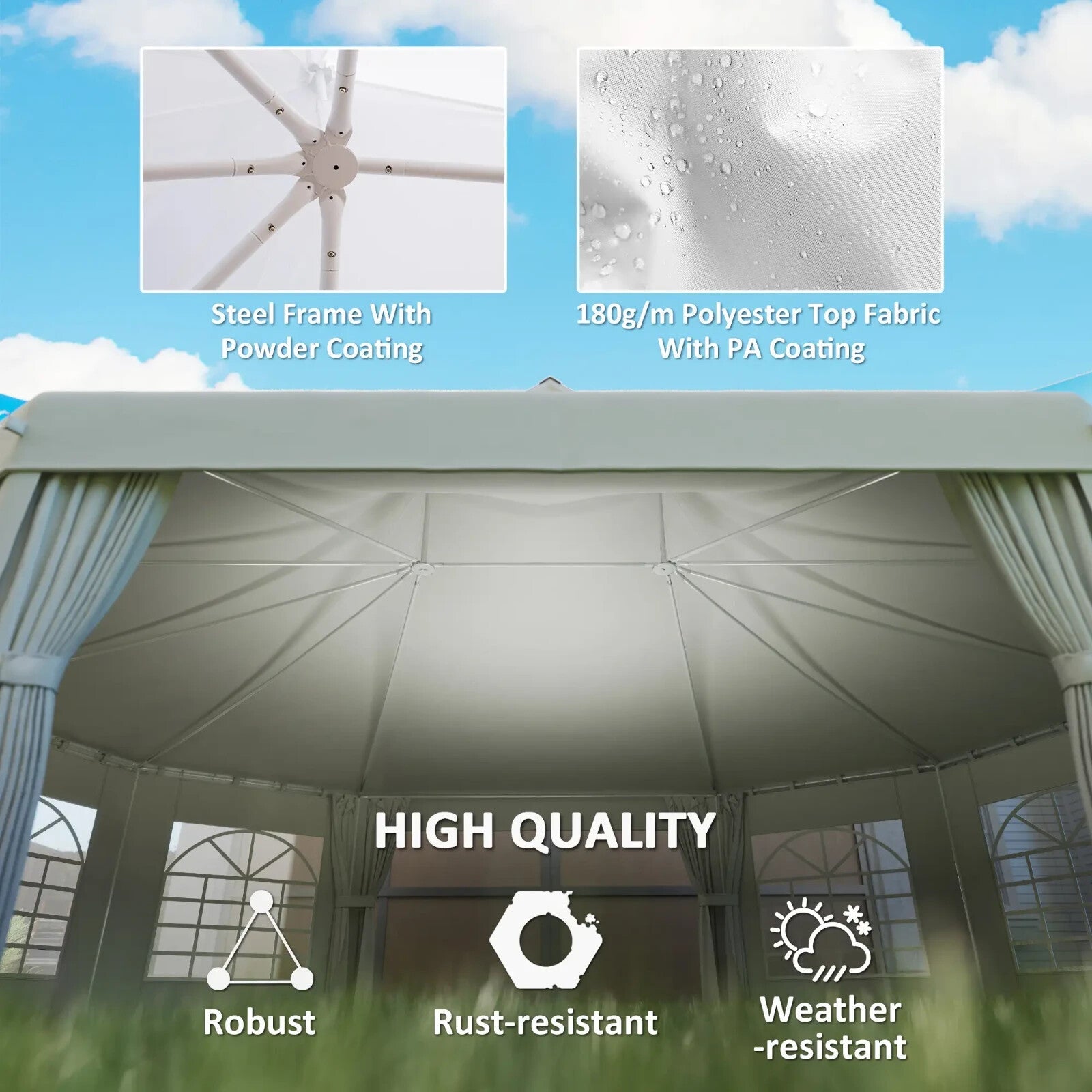 White Heavy Duty Marquee Tent Gazebo 10 Sides Outdoor Party Wedding Event Cover - Home and Garden Furniture Shop - rustic - furniture
