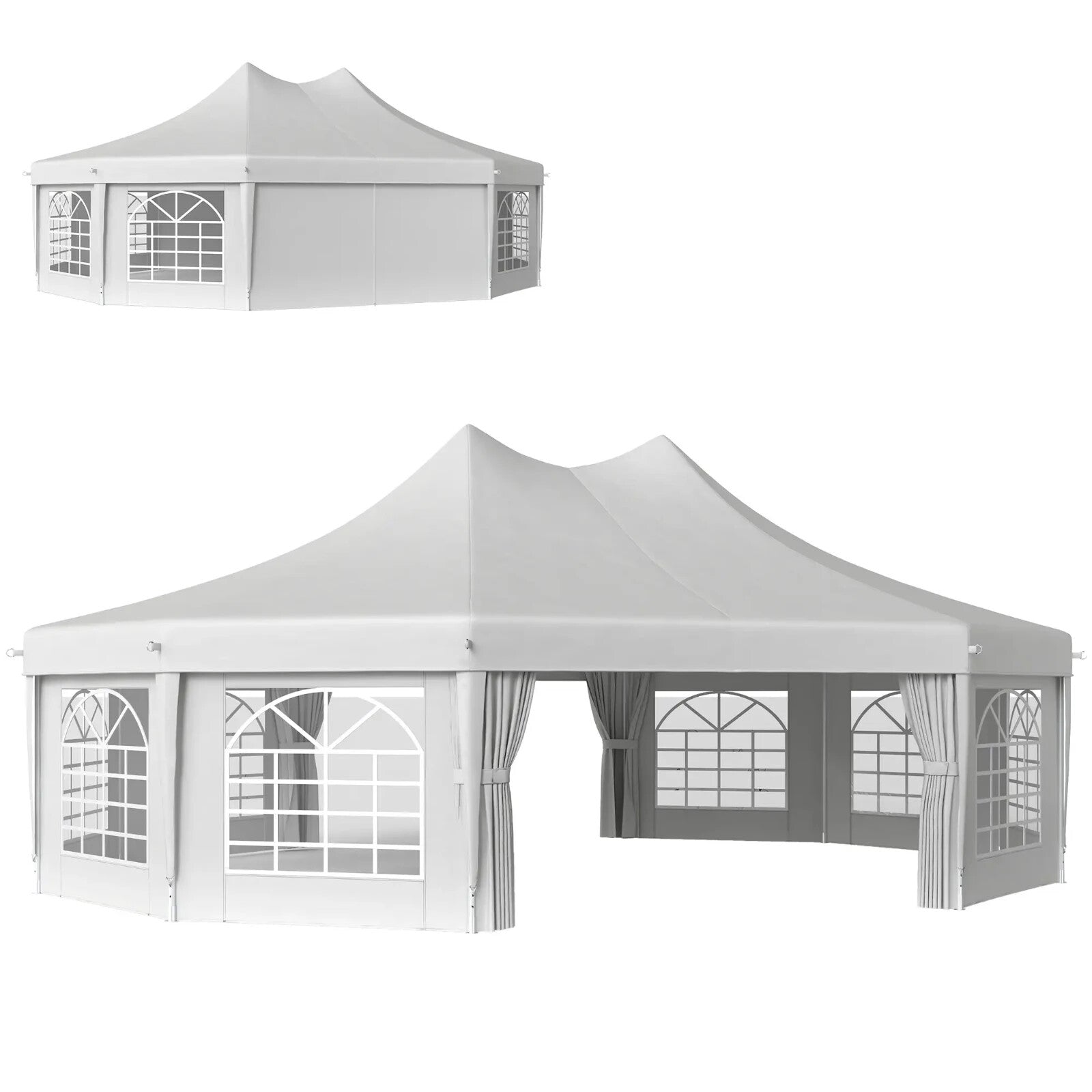 White Heavy Duty Marquee Tent Gazebo 10 Sides Outdoor Party Wedding Event Cover - Home and Garden Furniture Shop - rustic - furniture