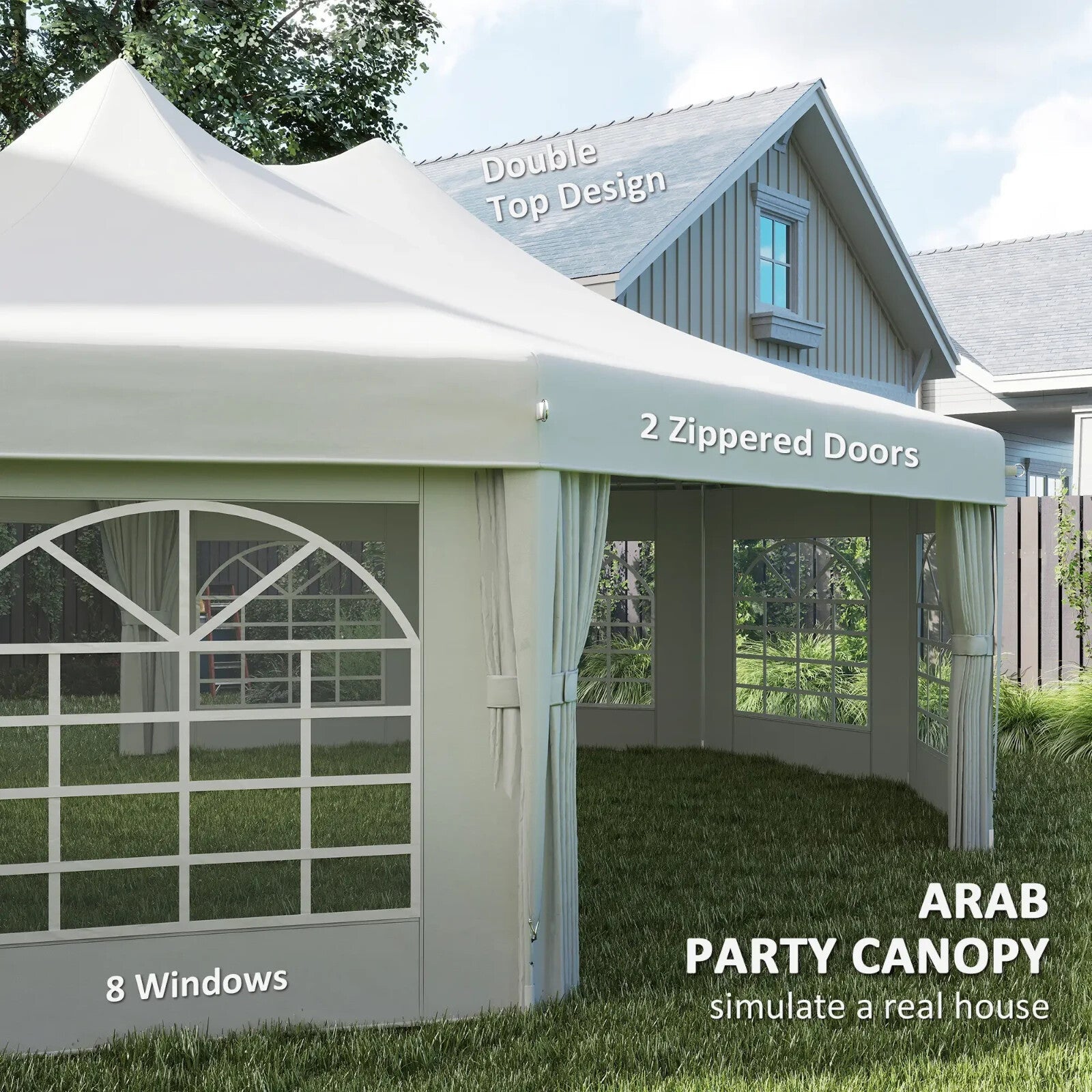 White Heavy Duty Marquee Tent Gazebo 10 Sides Outdoor Party Wedding Event Cover - Home and Garden Furniture Shop - rustic - furniture
