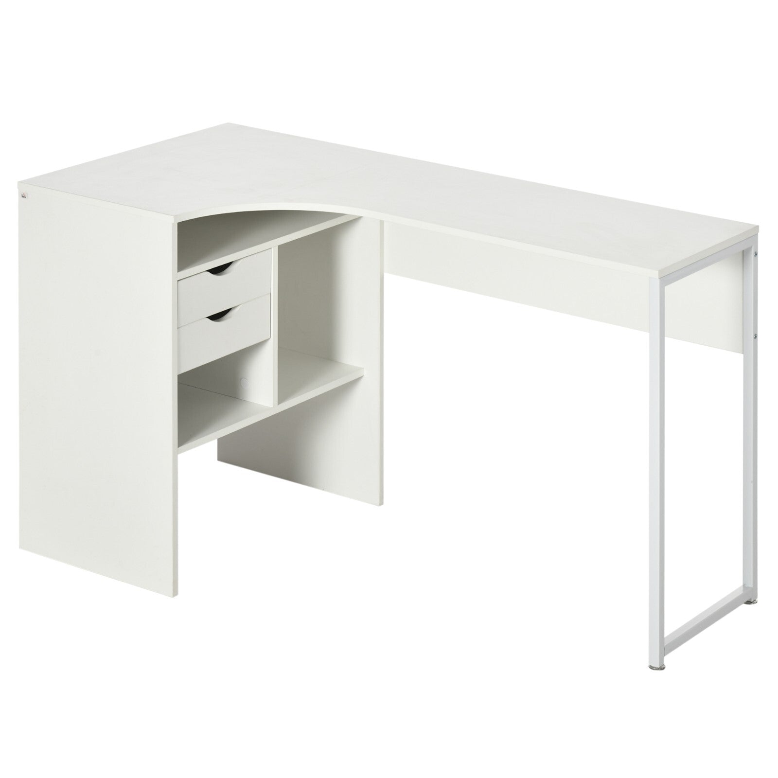 White L Shaped Computer Desk Drawers Corner Study Writing Table Storage Shelf - Home and Garden Furniture Shop - rustic - furniture