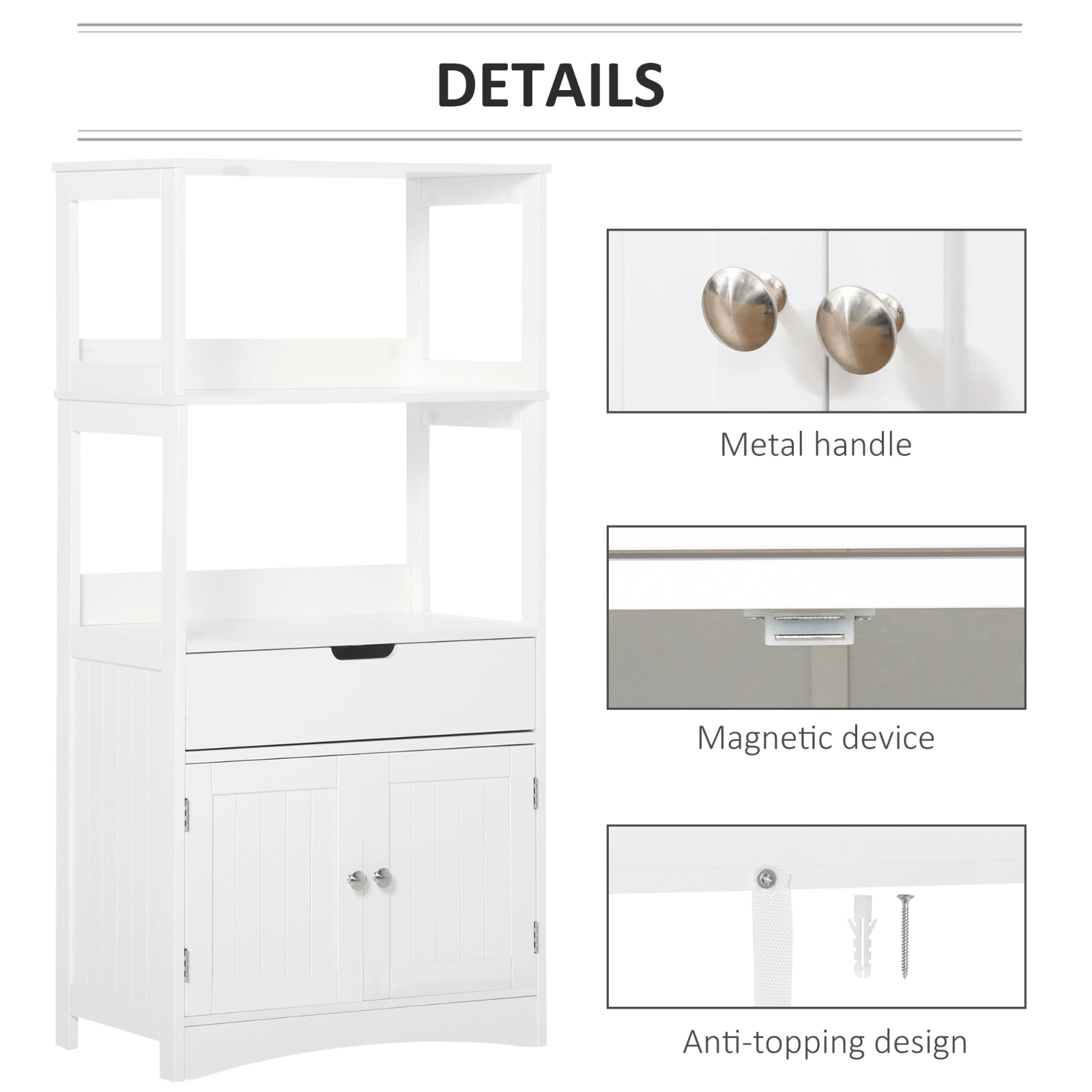 White Large Bathroom Floor Cabinet Storage Unit Kitchen Cupboard Larder Shelving - Home and Garden Furniture Shop - rustic - furniture