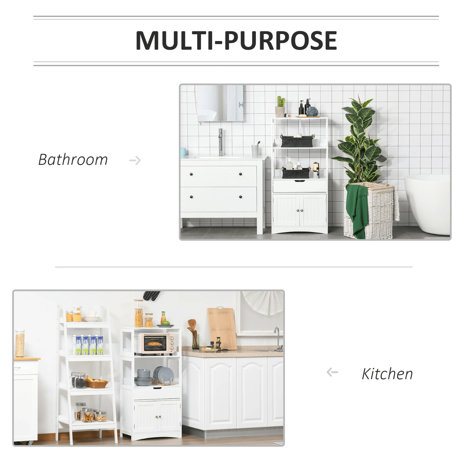 White Large Bathroom Floor Cabinet Storage Unit Kitchen Cupboard Larder Shelving - Home and Garden Furniture Shop - rustic - furniture