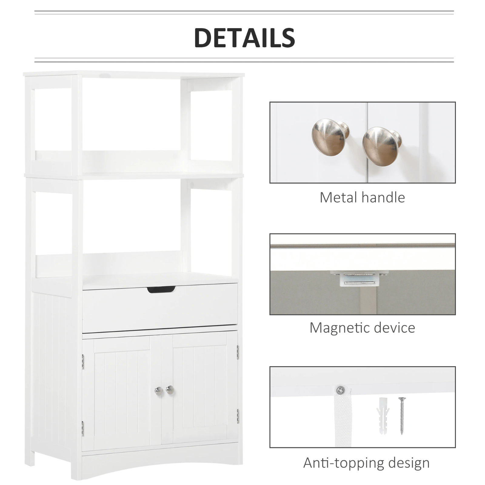 White Large Bathroom Floor Cabinet Storage Unit Kitchen Cupboard Larder Shelving - Home and Garden Furniture Shop - rustic - furniture