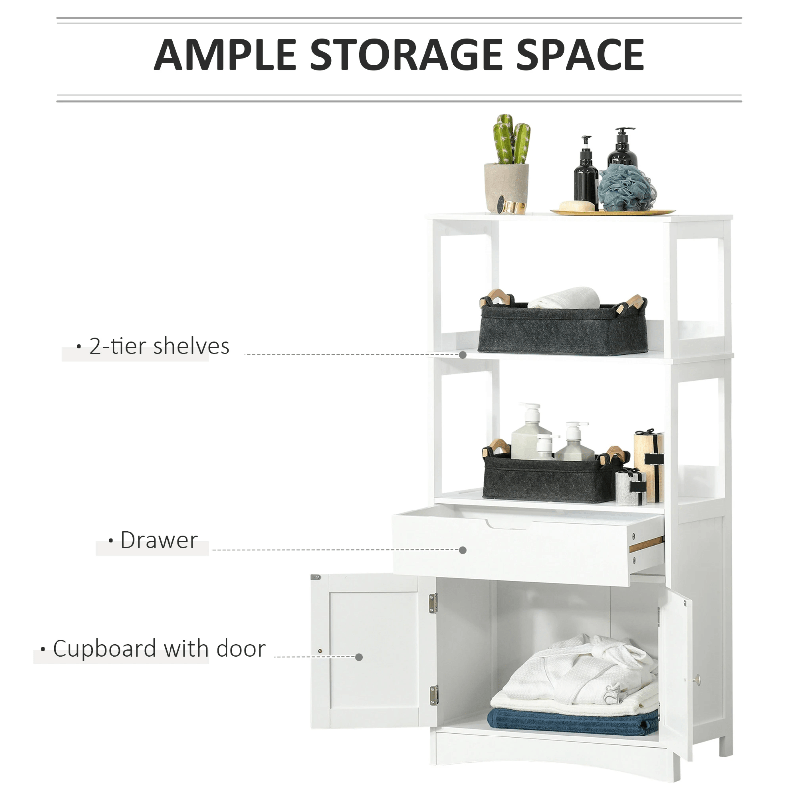 White Large Bathroom Floor Cabinet Storage Unit Kitchen Cupboard Larder Shelving - Home and Garden Furniture Shop - rustic - furniture