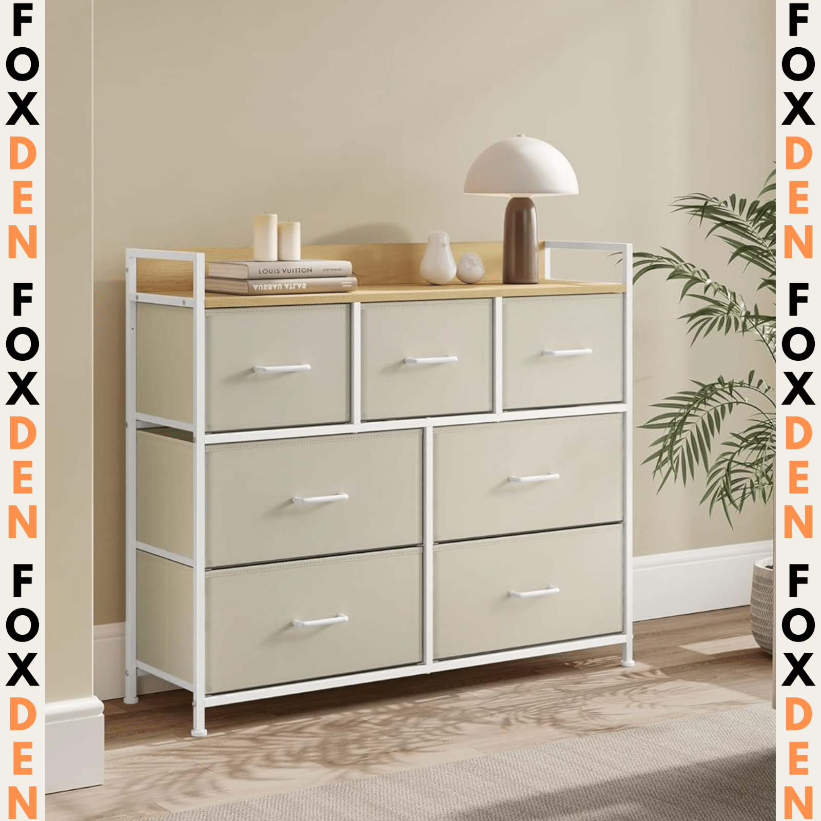 White Large Chest of Drawers 7 Bedroom Furniture Vintage Dresser Metal Storage - Home and Garden Furniture Shop - rustic - furniture