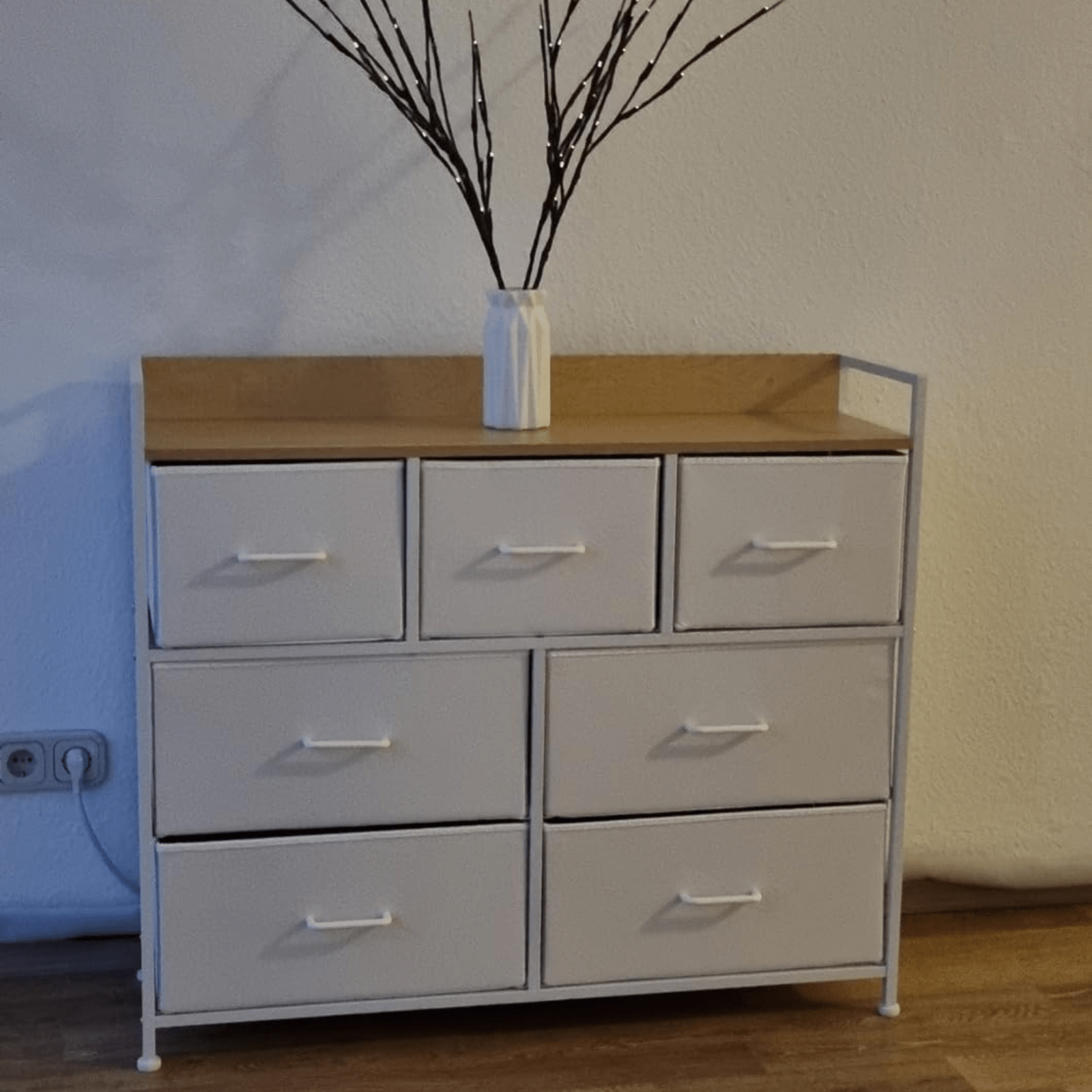 White Large Chest of Drawers 7 Bedroom Furniture Vintage Dresser Metal Storage - Home and Garden Furniture Shop - rustic - furniture
