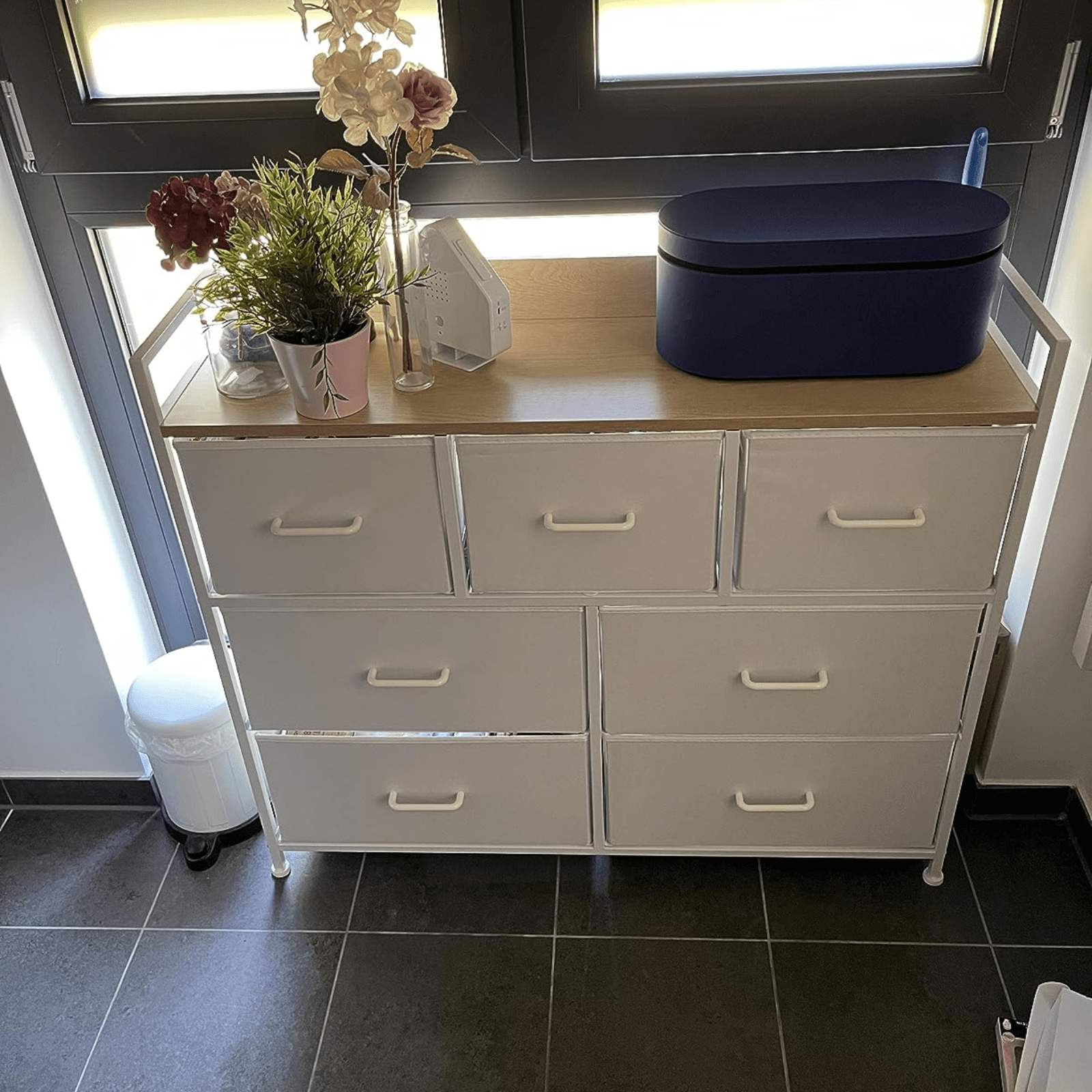 White Large Chest of Drawers 7 Bedroom Furniture Vintage Dresser Metal Storage - Home and Garden Furniture Shop - rustic - furniture