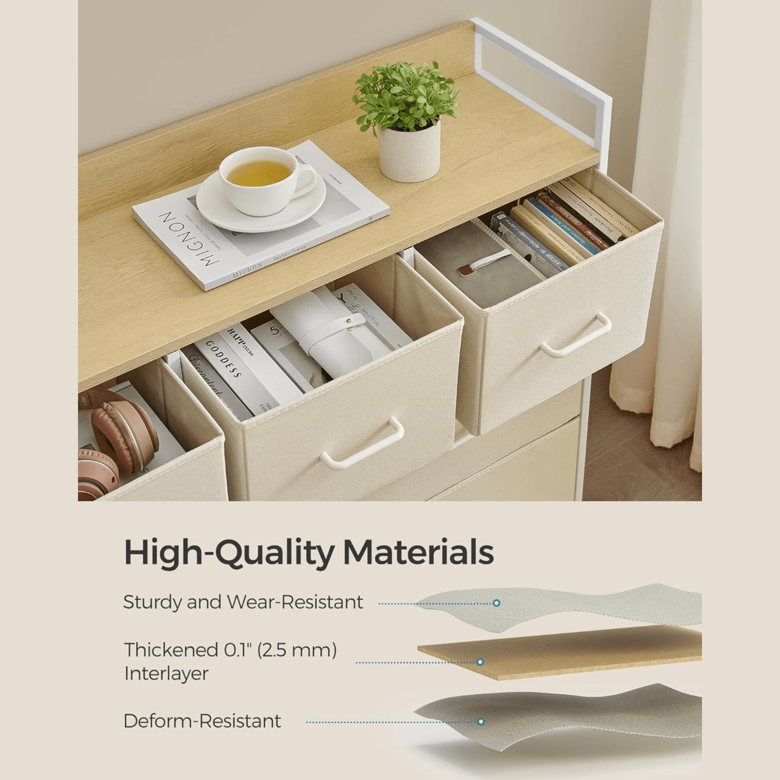 White Large Chest of Drawers 7 Bedroom Furniture Vintage Dresser Metal Storage - Home and Garden Furniture Shop - rustic - furniture